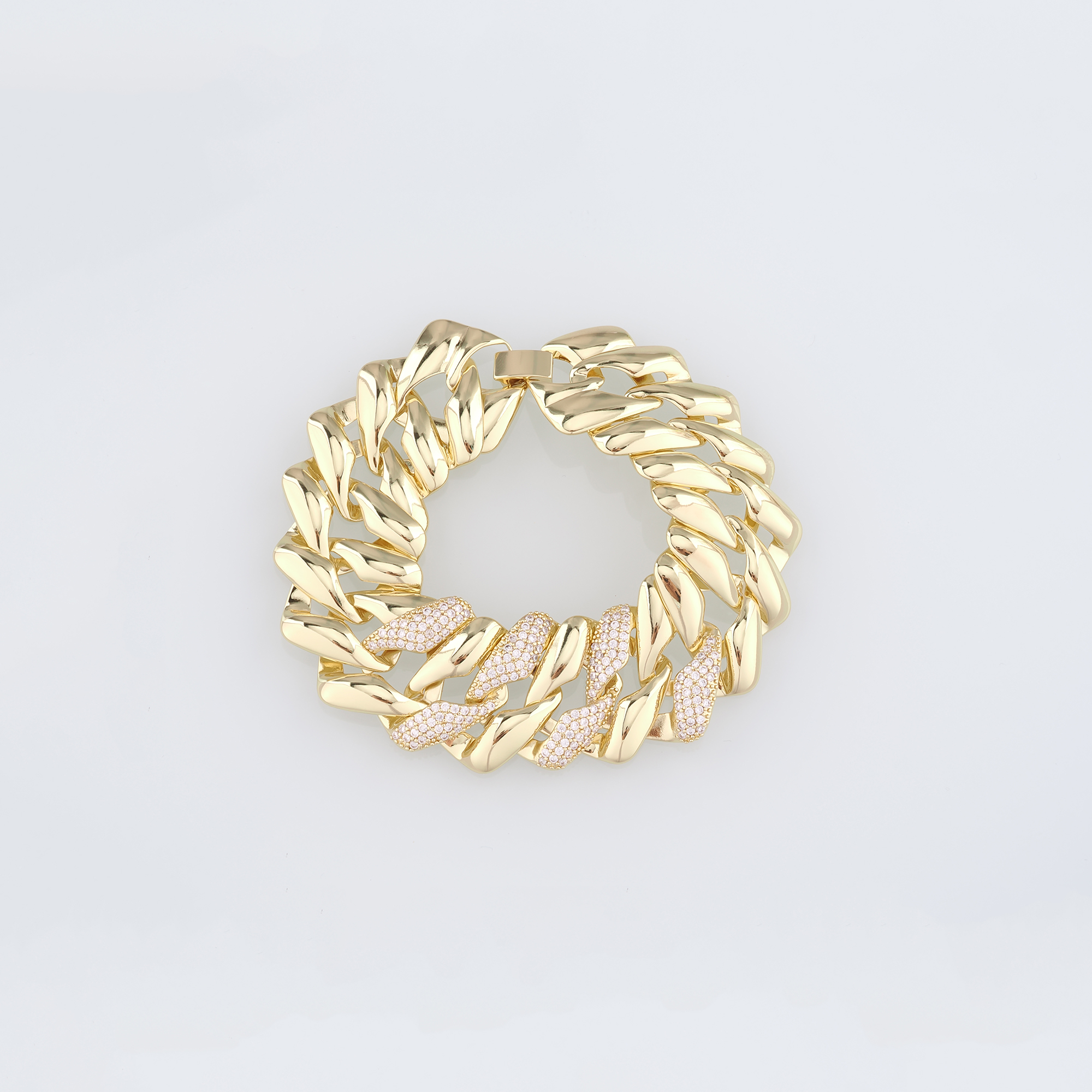 18K Gold Filled CZ Link Chain Bracelet,Gold Chain Bracelet,Square Chain Bracelet,Gift for Her