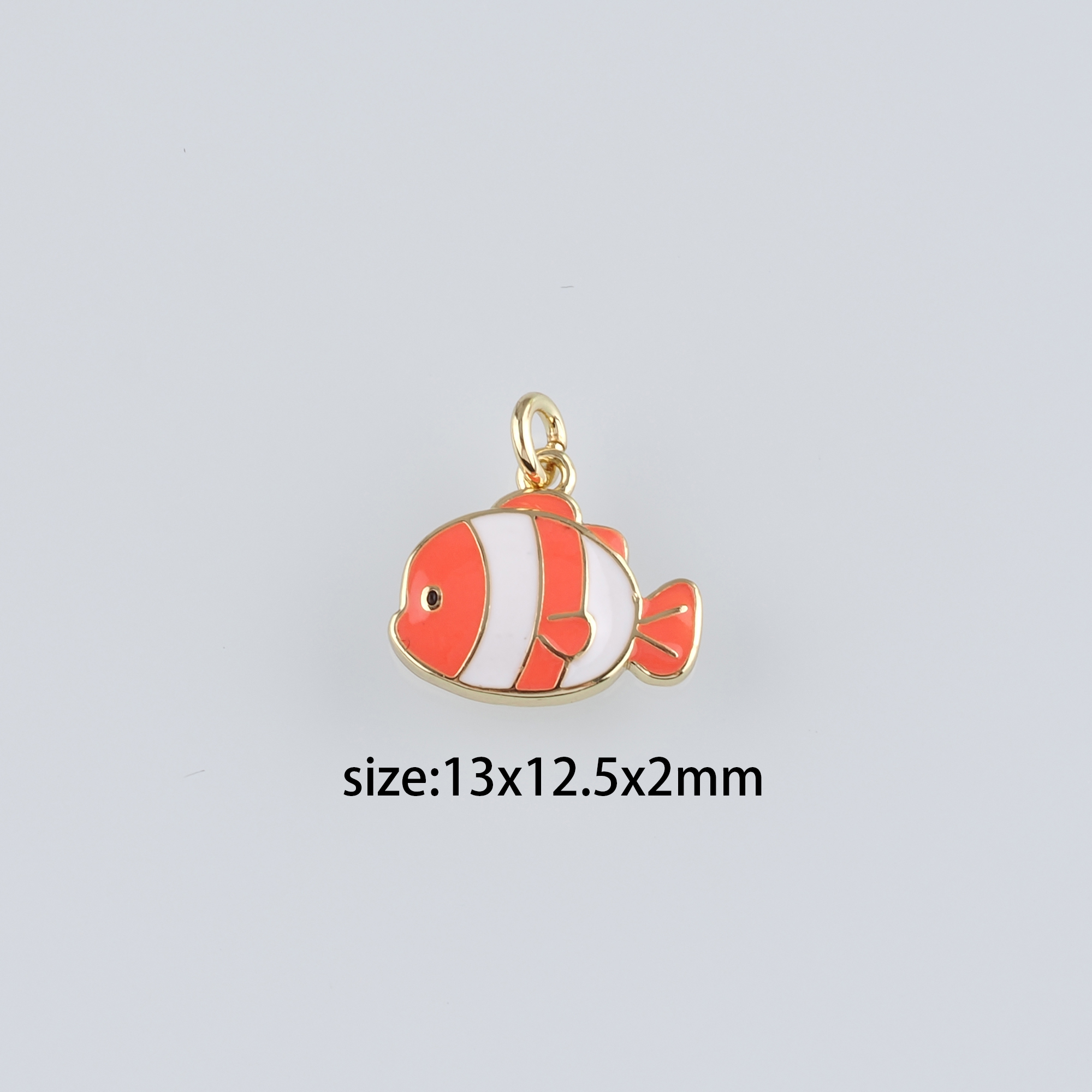 18K Gold Filled Clownfish Pendant,Enamel Fish Charm Earrings Necklace for DIY Jewelry Making Supply