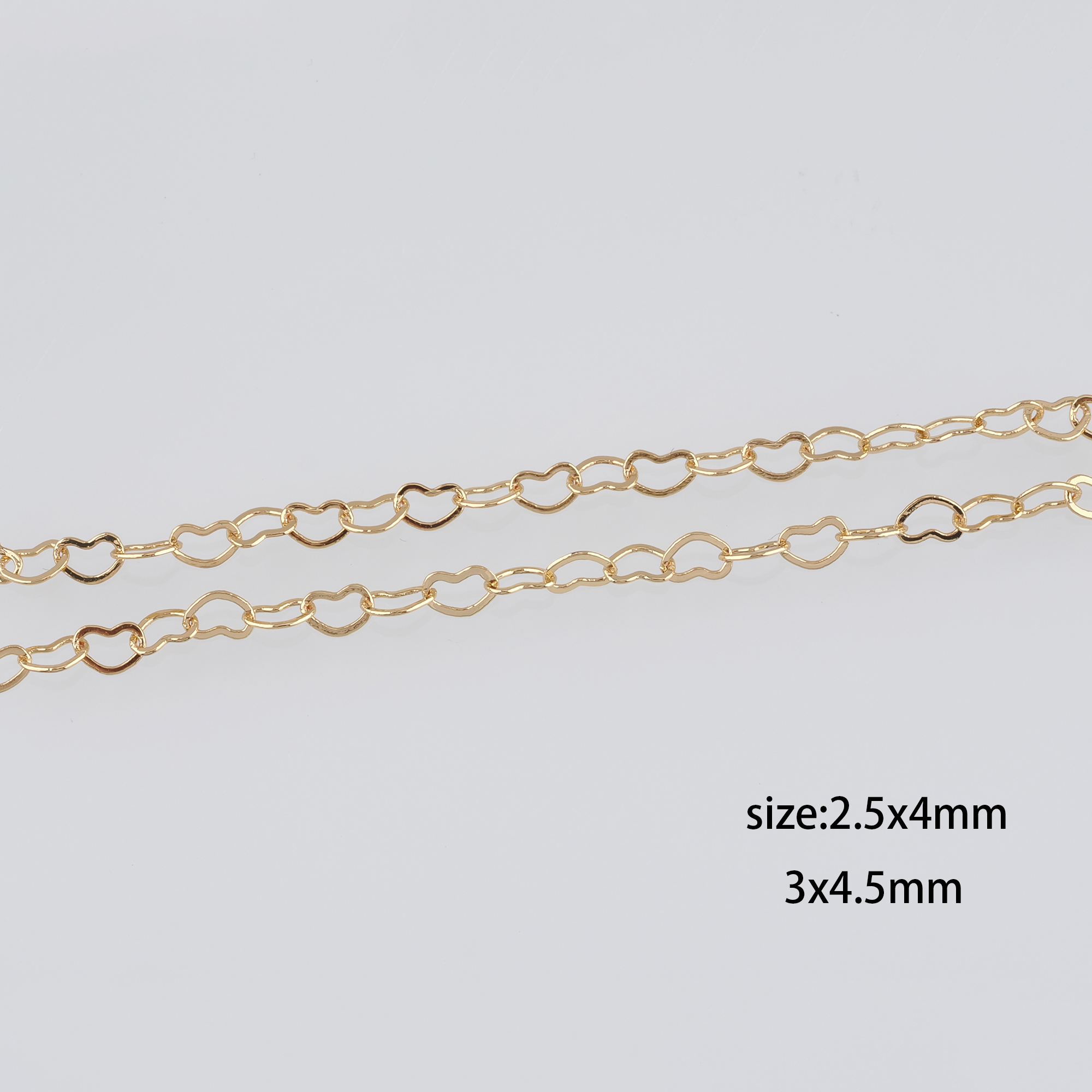 18K Gold Filled Heart Chain Necklace,Dainty Thin Link Chain,Gold Heart Chain Necklace for Women DIY Jewelry Making Supply