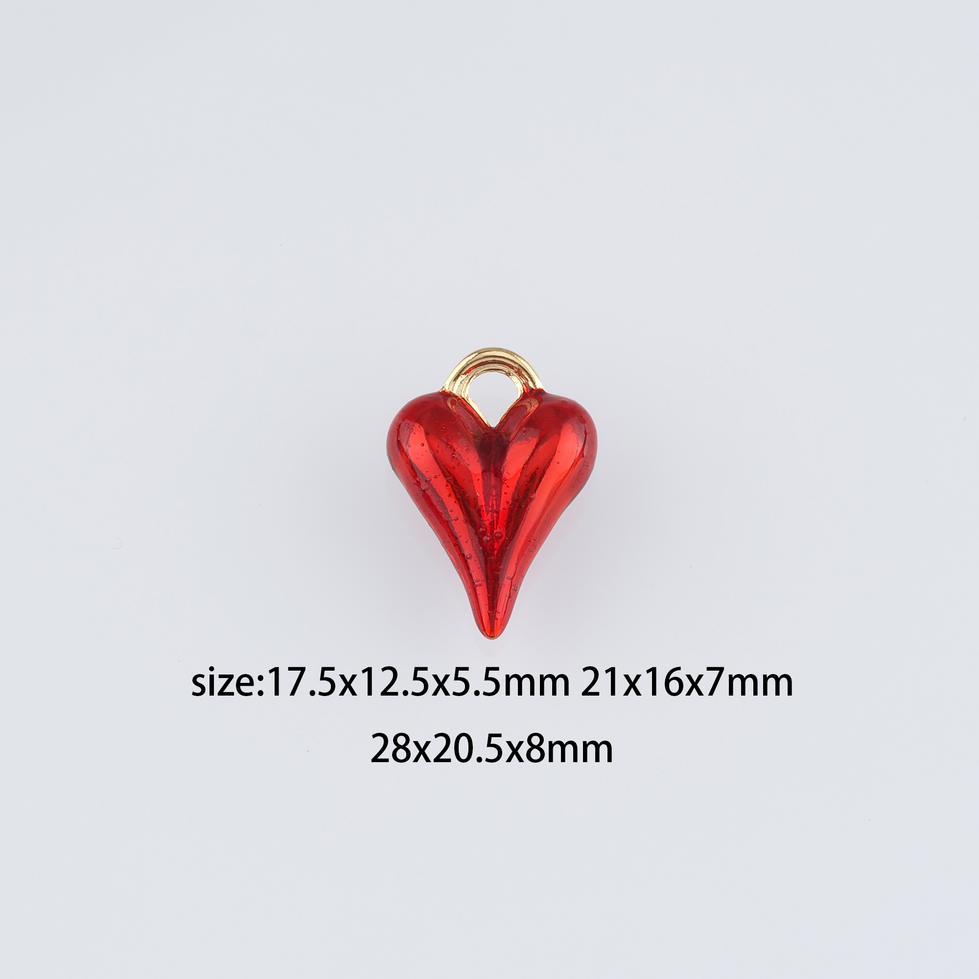 18K Gold Filled Heart Pendant,Enamel Heart Charm Earrings Necklace for DIY Jewelry Making Supply