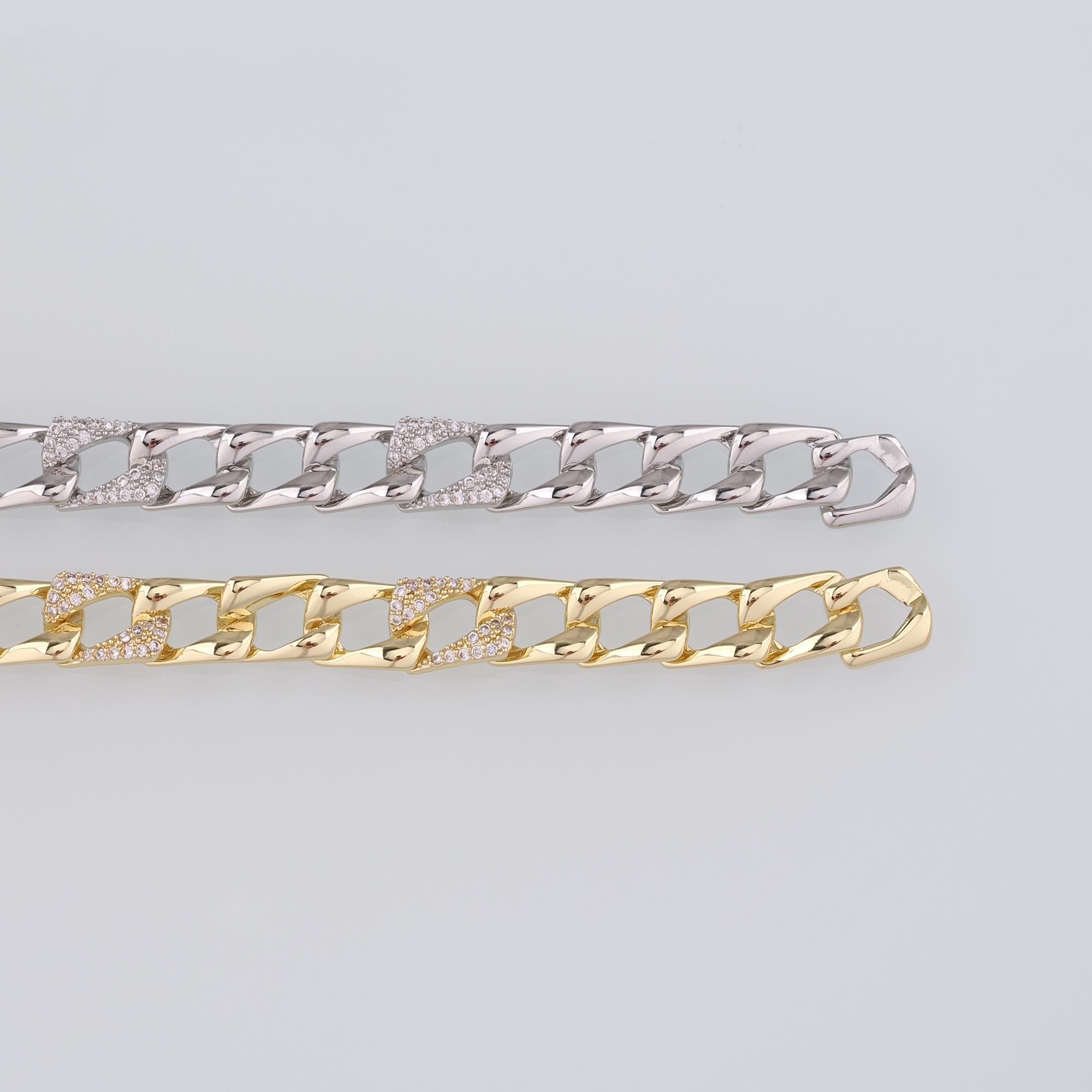 18K Gold Filled Square Link Chain Bracelet,Gold Chain Bracelet,CZ Chain Bracelet,Gift for Her