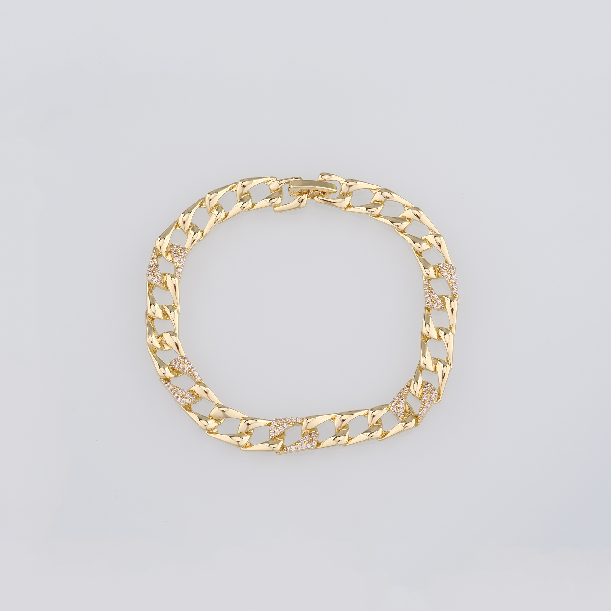 18K Gold Filled Square Link Chain Bracelet,Gold Chain Bracelet,CZ Chain Bracelet,Gift for Her