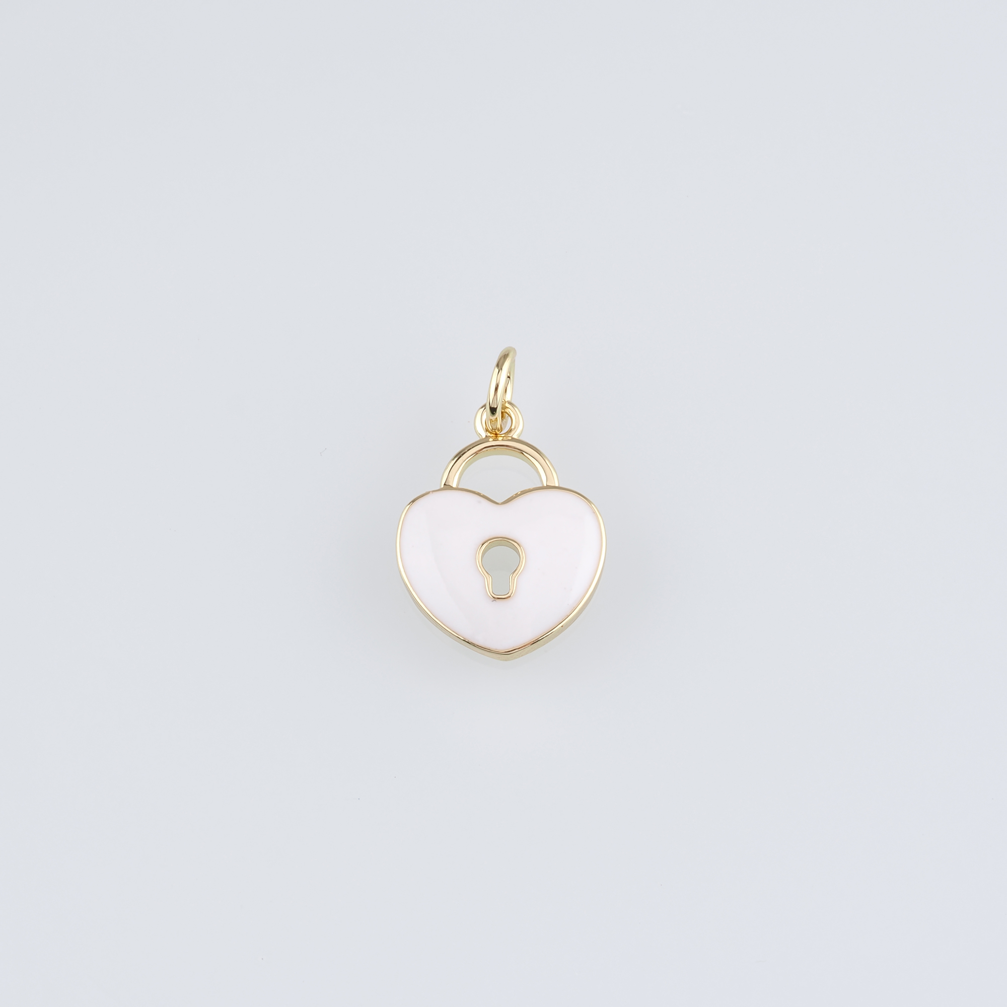 18K Gold Filled Heart Lock Pendant,Enamel Lock Charm Earrings Necklace for DIY Jewelry Making Supply