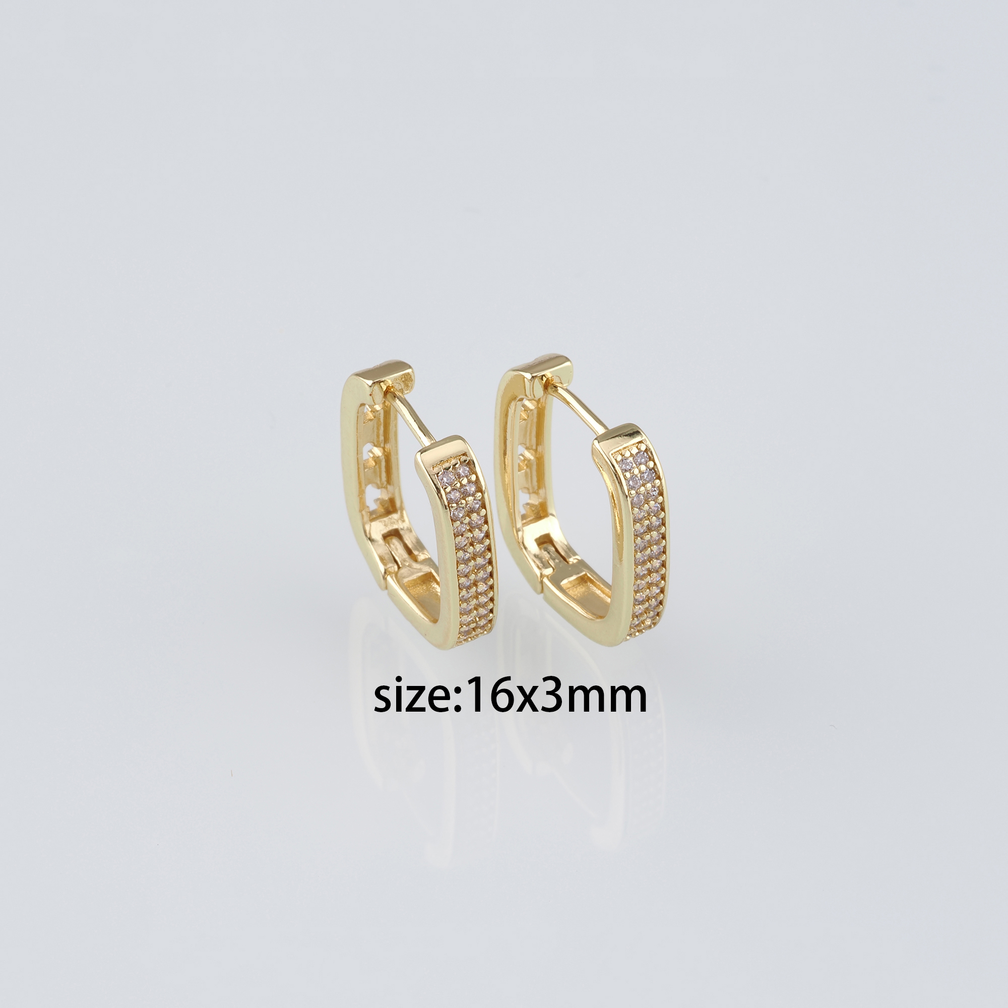 18K Gold Filled Rectangle Hoop Earring,Minimalist Earrings,CZ Hoop Earrings,Huggie Earrings,Gift for Her