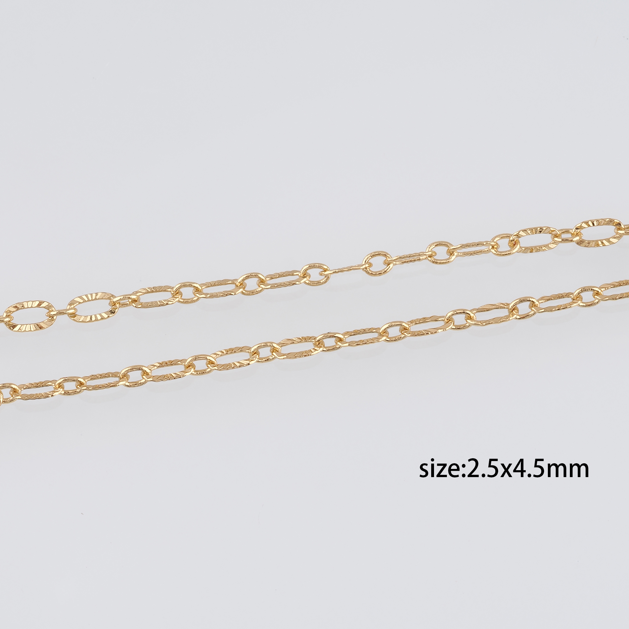 18K Gold Filled Oval Chain Necklace,Dainty Thin Link Chain,Gold Texture Chain Necklace for Women DIY Jewelry Making Supply