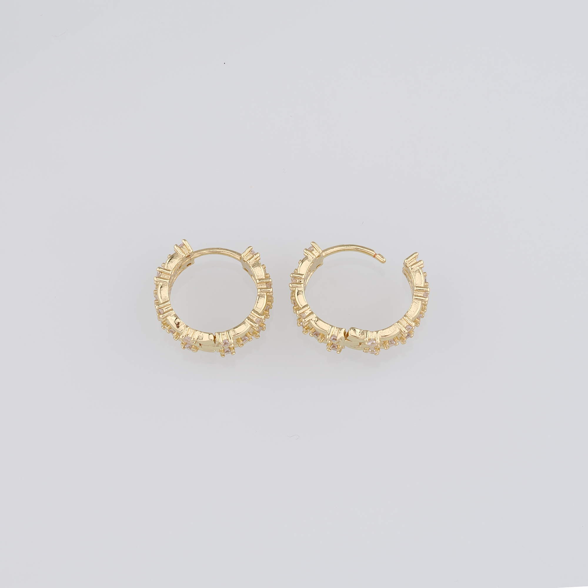 18K Gold Filled Round CZ Hoop Earrings,Dainty Zirconia Earrings,Gold Hoops,Dainty CZ Hoops Huggie