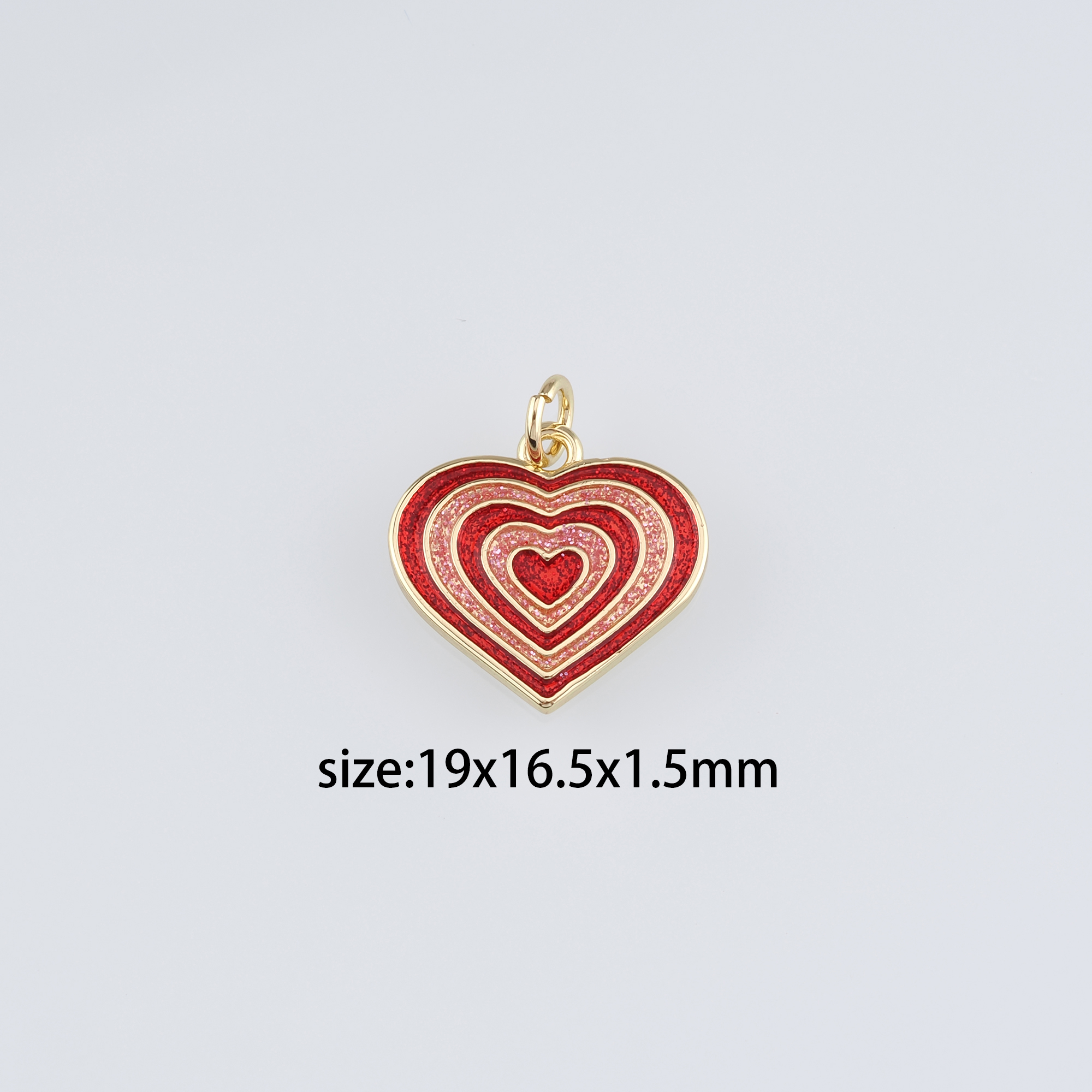 18K Gold Filled Heart Pendant,Enamel Heart Charm Earrings Necklace for DIY Jewelry Making Supply