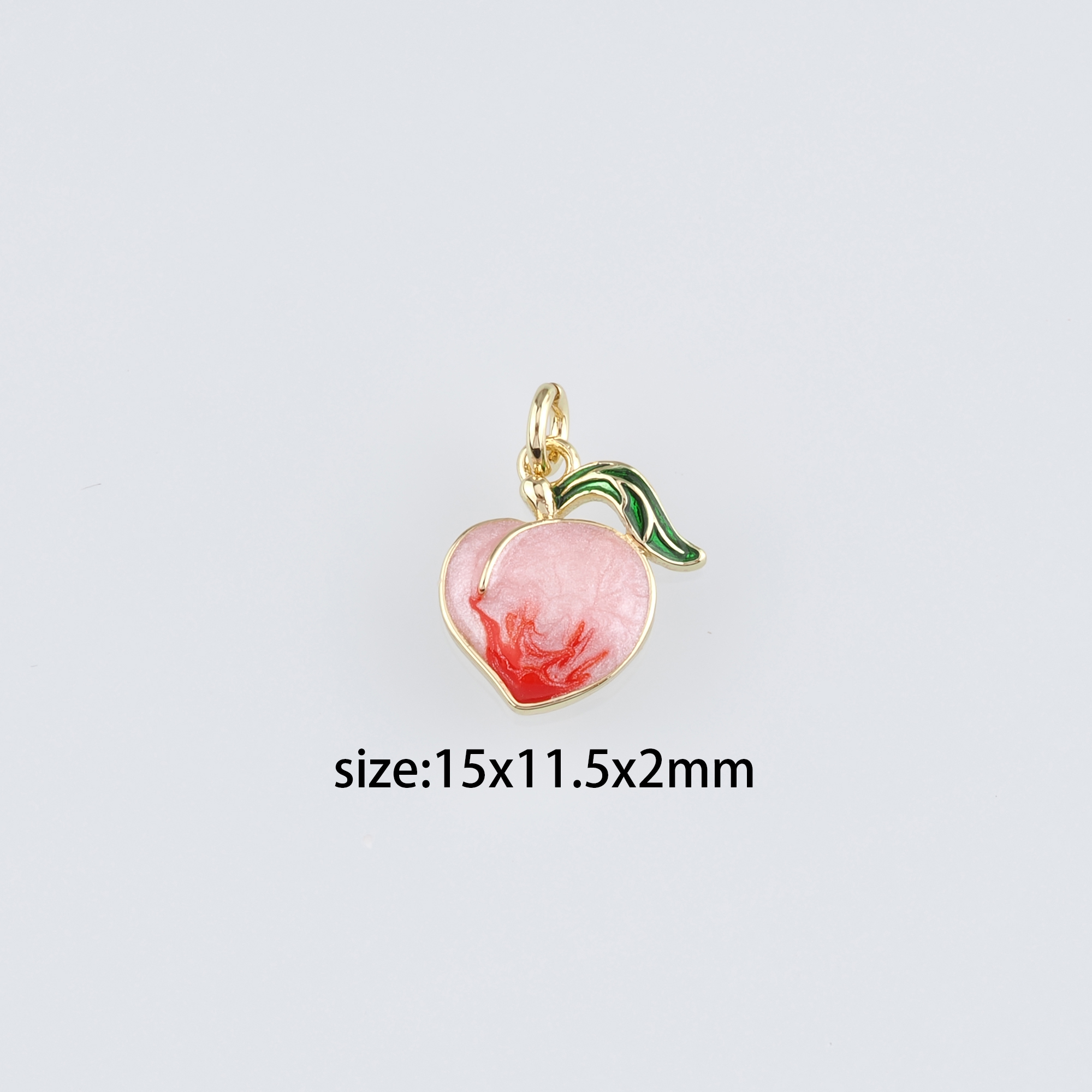 Fruit Charm,18K Gold Filled Peach Pendant,Enamel Peach Earrings Necklace for DIY Jewelry Making Supply