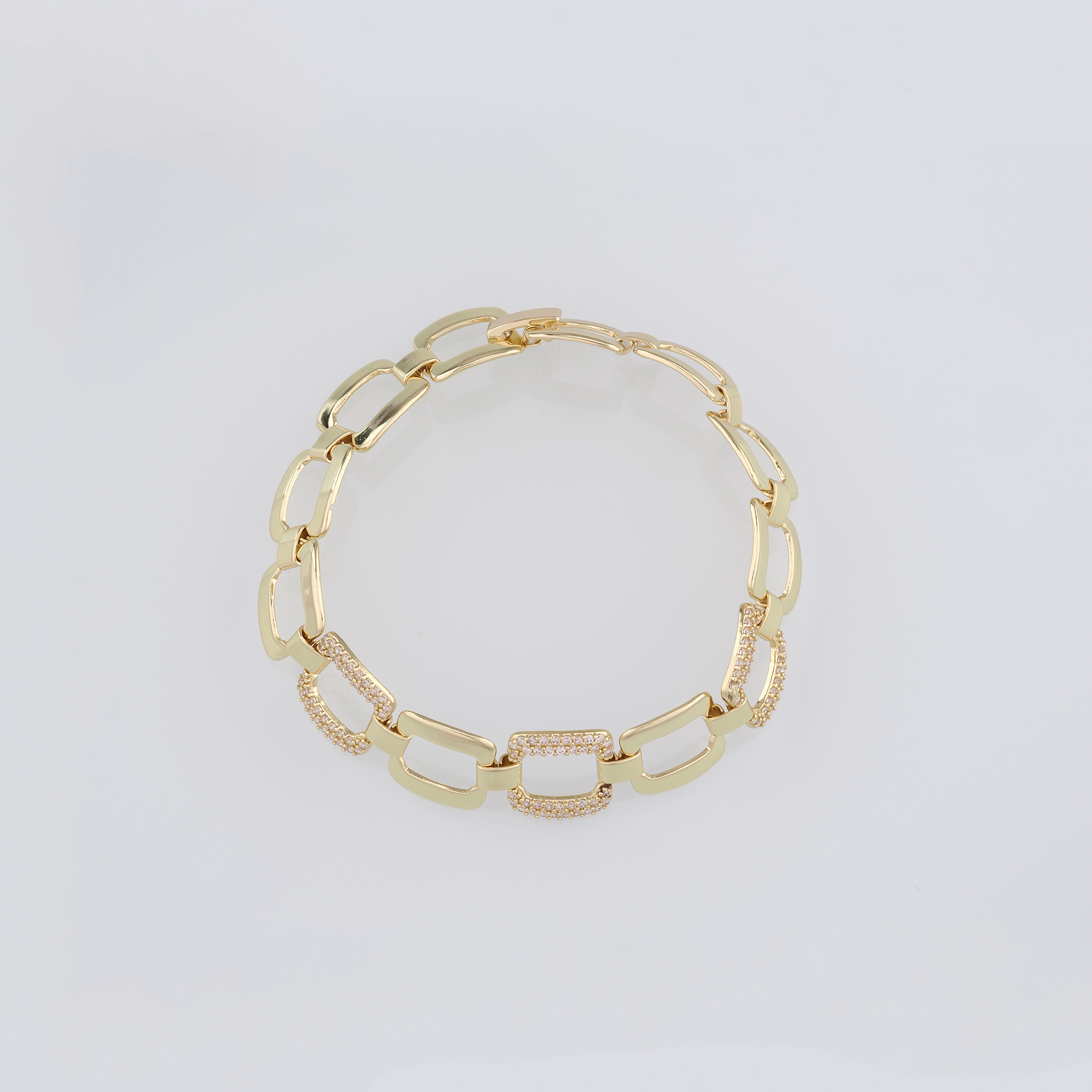 18K Gold Filled Square Link Chain Bracelet,Gold Chain Bracelet,CZ Chain Bracelet,Gift for Her