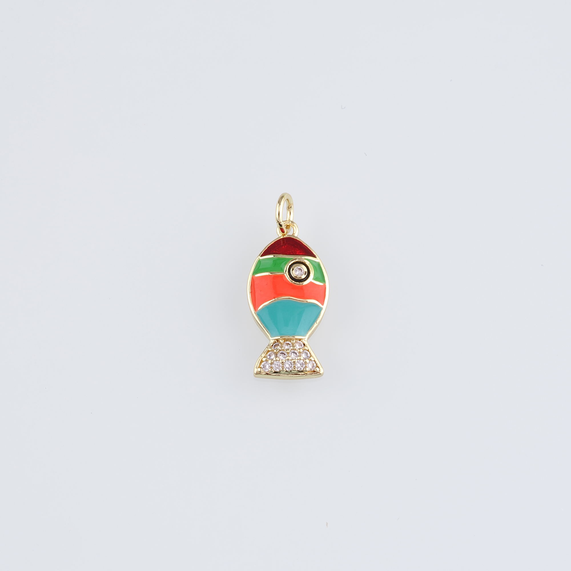 18K Gold Filled Fish Pendant,Enamel Fish Charm Earrings Necklace for DIY Jewelry Making Supply