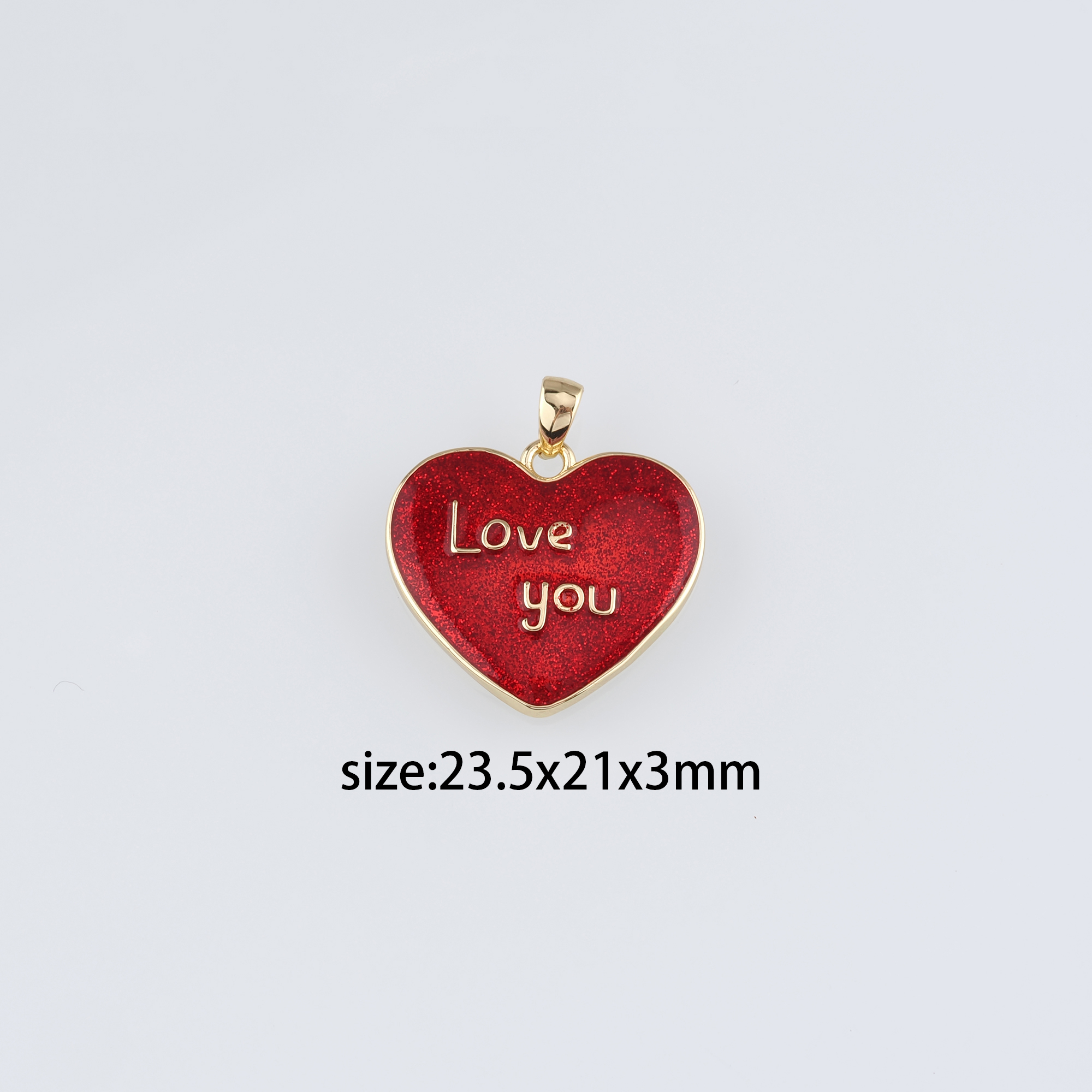 18K Gold Filled Love Heart Pendant,Enamel Heart Charm Earrings Necklace for DIY Jewelry Making Supply