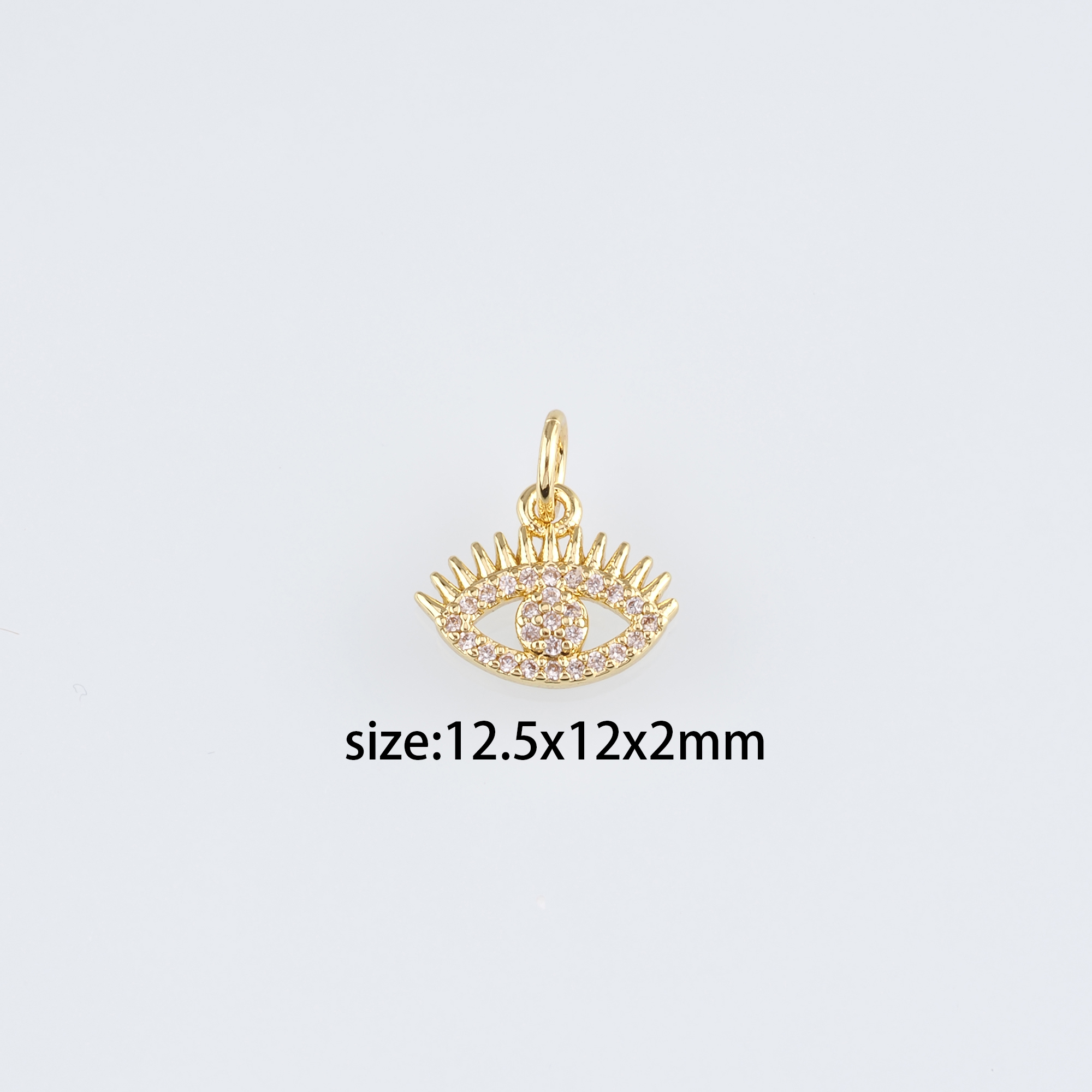 18K Gold Filled Evil Eye Pendant,CZ Micro Pave Evil Eye Charm Earrings Necklace for DIY Jewelry Making Supply