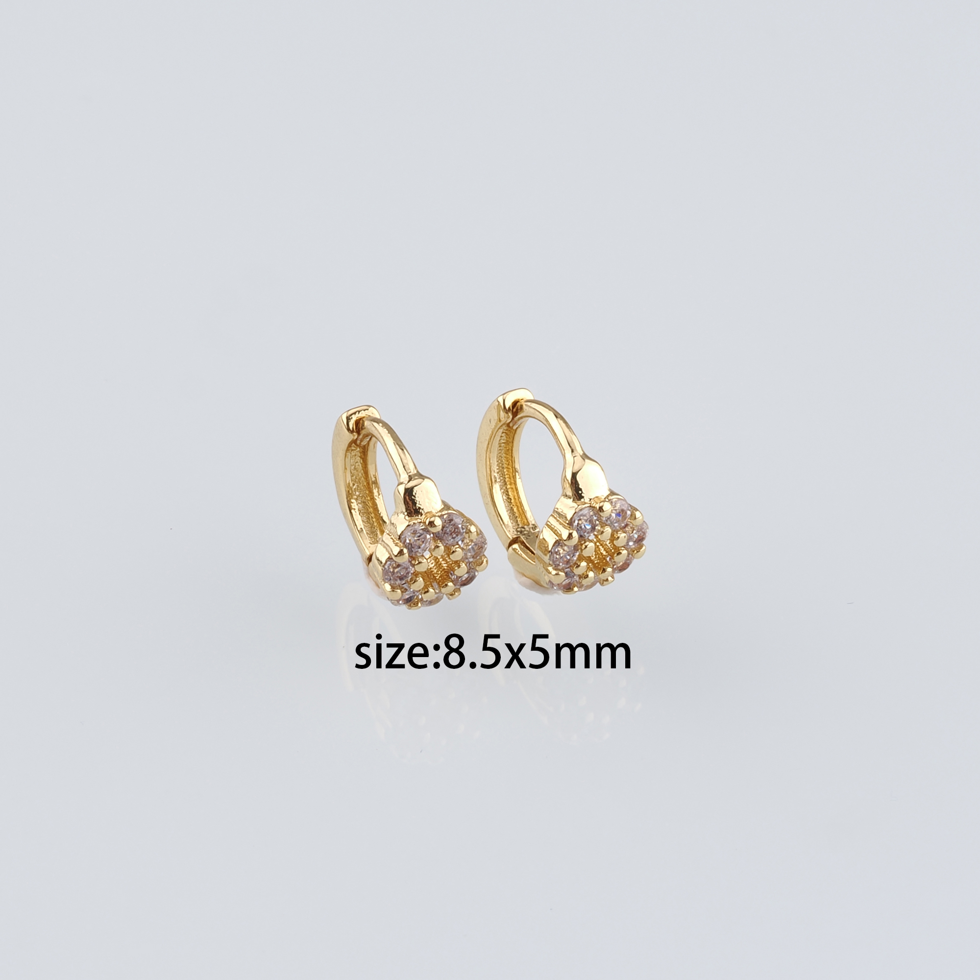 18K Gold Filled Flower Earrings,CZ Micro Pave Floral Hoop Earrings,Minimalist Earrings,Gold Hoops
