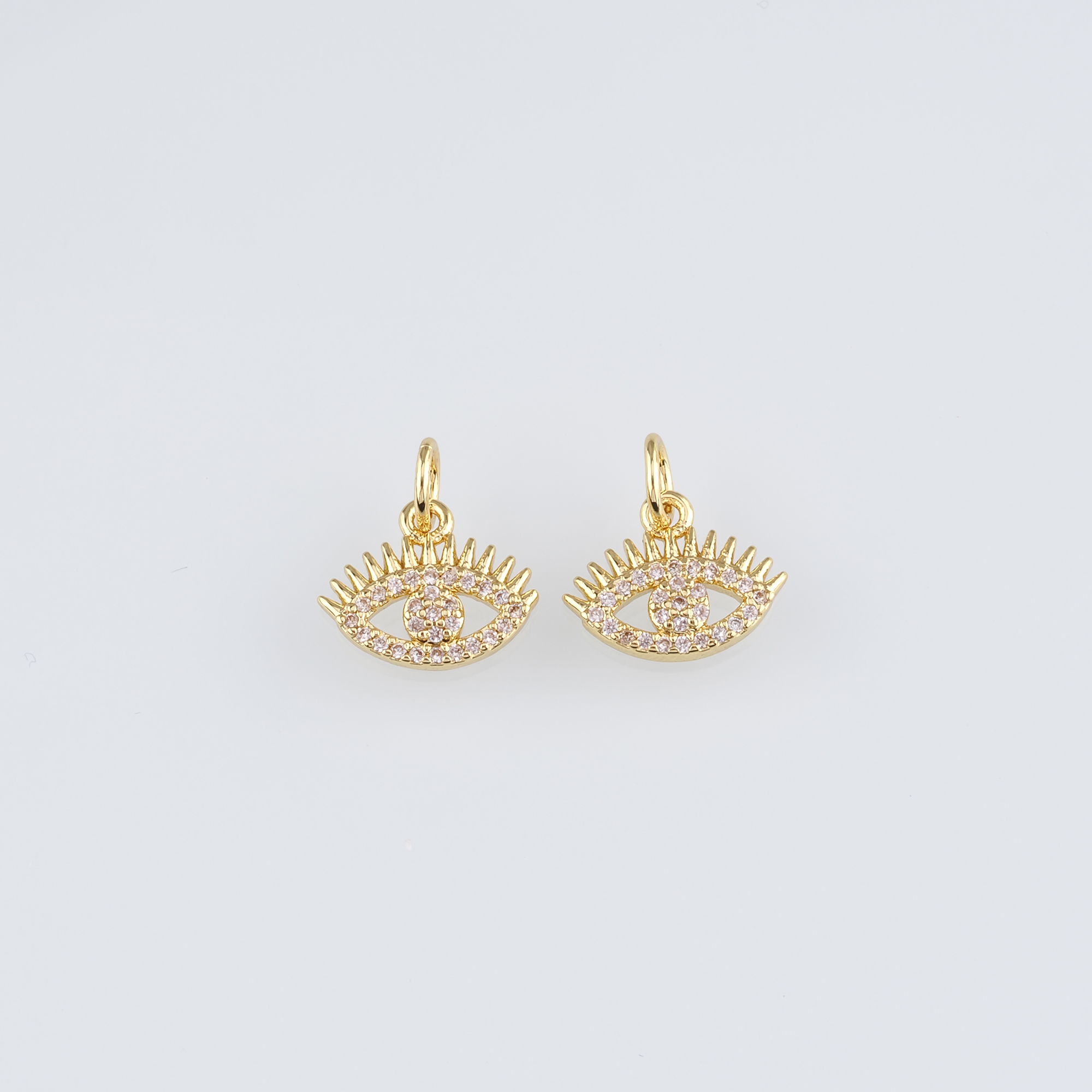 18K Gold Filled Evil Eye Pendant,CZ Micro Pave Evil Eye Charm Earrings Necklace for DIY Jewelry Making Supply