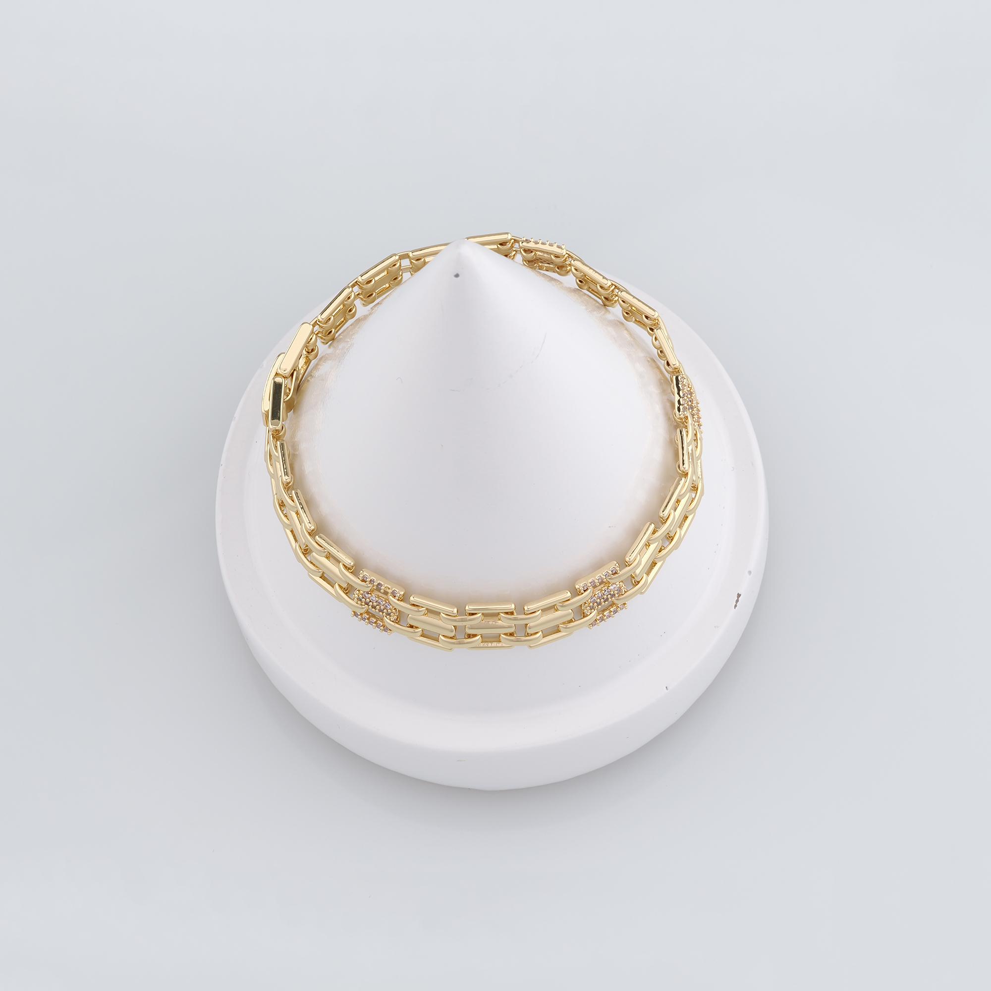 18K Gold Filled Mesh Link Chain Bracelet,Gold Chain Bracelet,CZ Chain Bracelet,Gift for Her