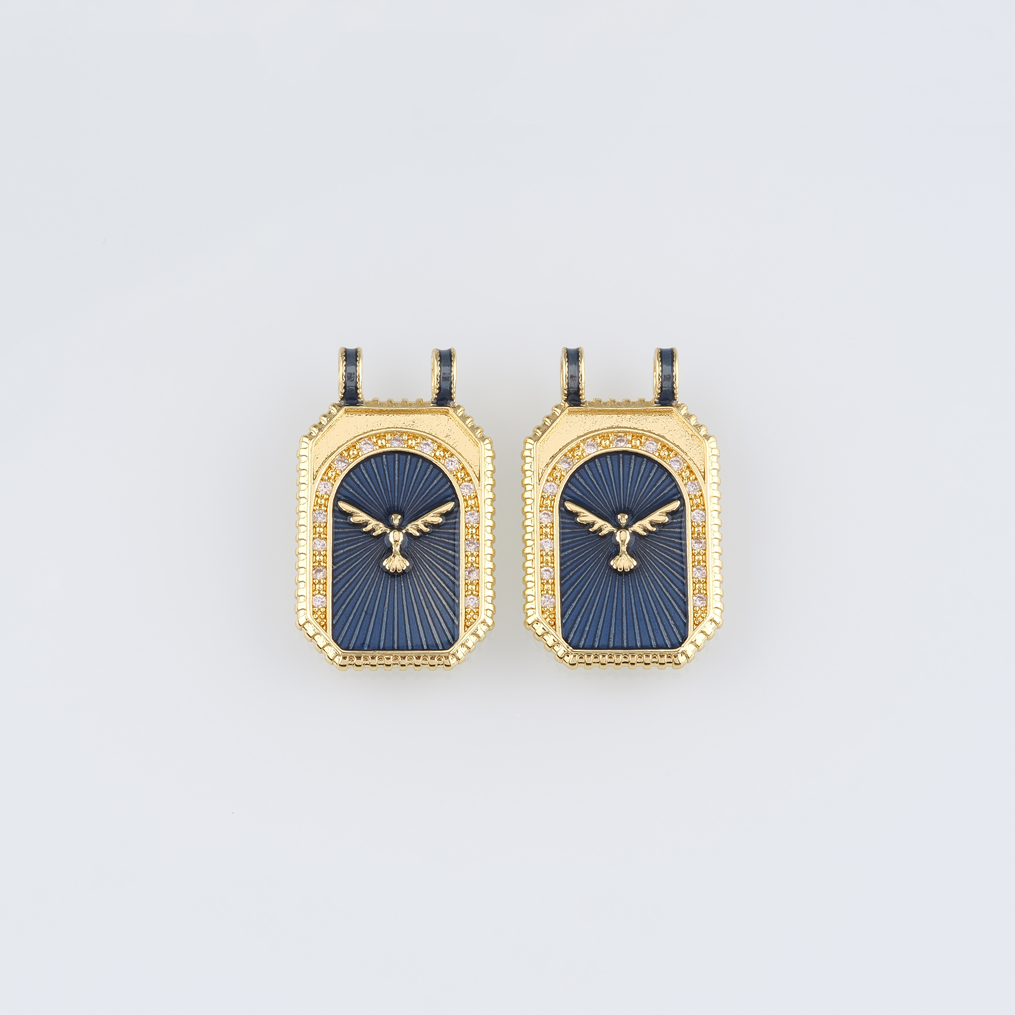 18K Gold Filled Bird Pendant,CZ Micro Pave Bird Charm Earrings Necklace for DIY Jewelry Making Supply