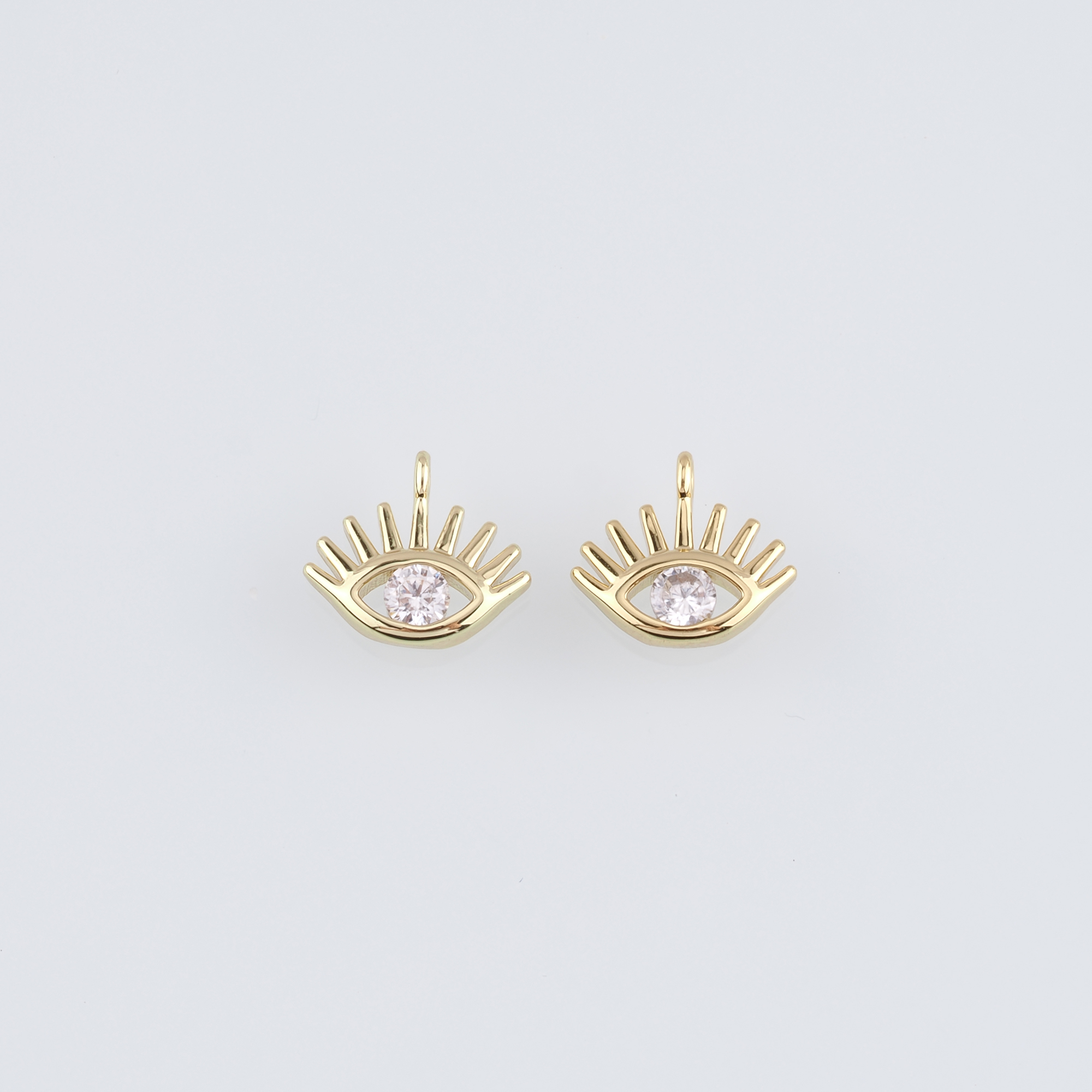 18K Gold Filled Evil Eye Pendant,Eyelash Evil Eye Charm Earrings Necklace for DIY Jewelry Making Supply