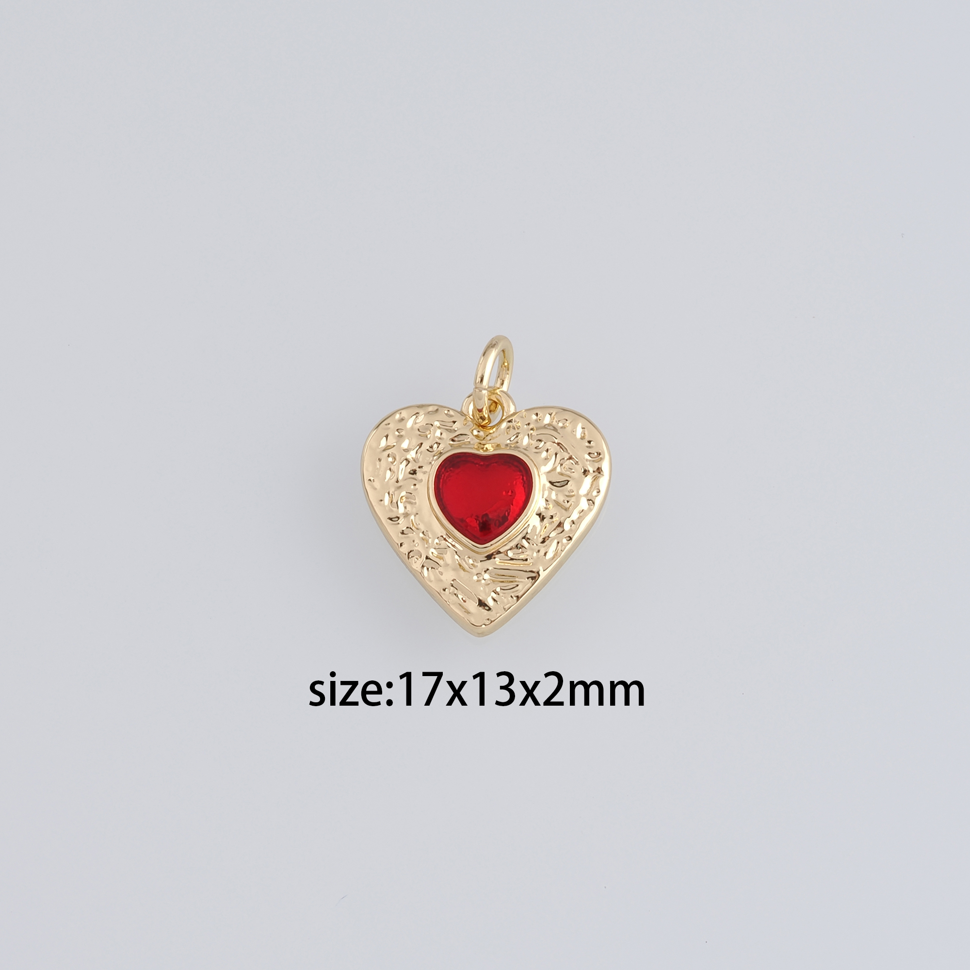 18K Gold Filled Heart Pendant,Enamel Heart Charm Earrings Necklace for DIY Jewelry Making Supply