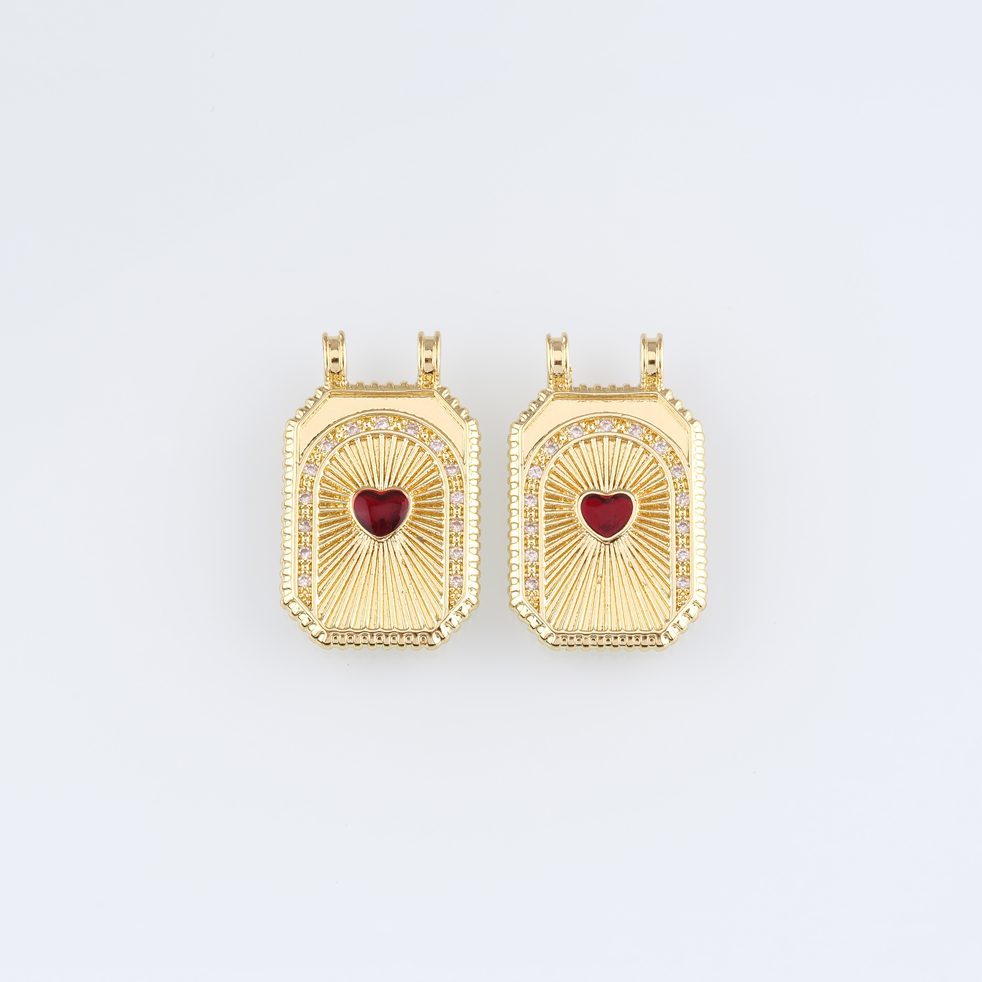 18K Gold Filled Heart Pendant,CZ Micro Pave Heart Charm Earrings Necklace for DIY Jewelry Making Supply