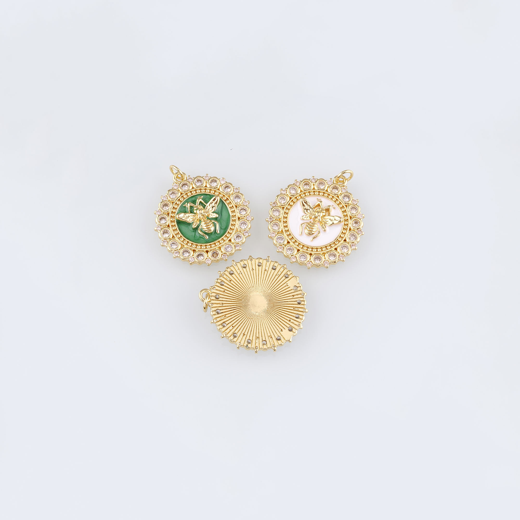 18K Gold Filled Bee Pendant,Enamel Bee Charm Earrings Necklace for DIY Jewelry Making Supply