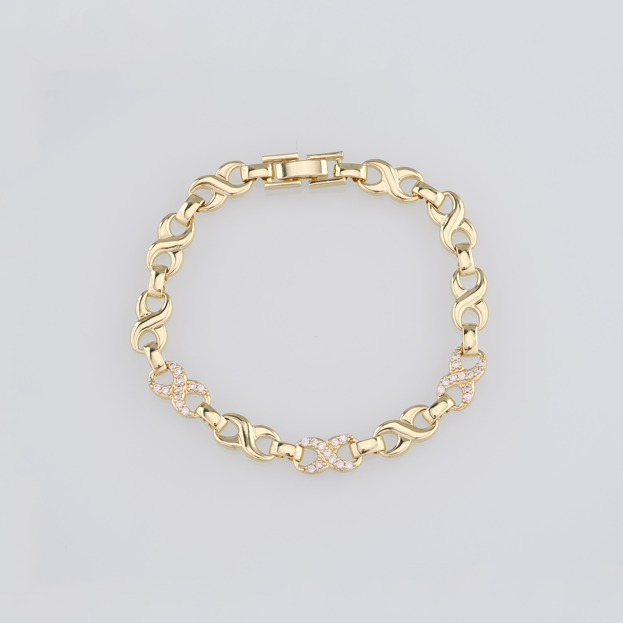 18K Gold Filled Infinity Link Chain Bracelet,Gold Chain Bracelet,CZ Chain Bracelet,Gift for Her
