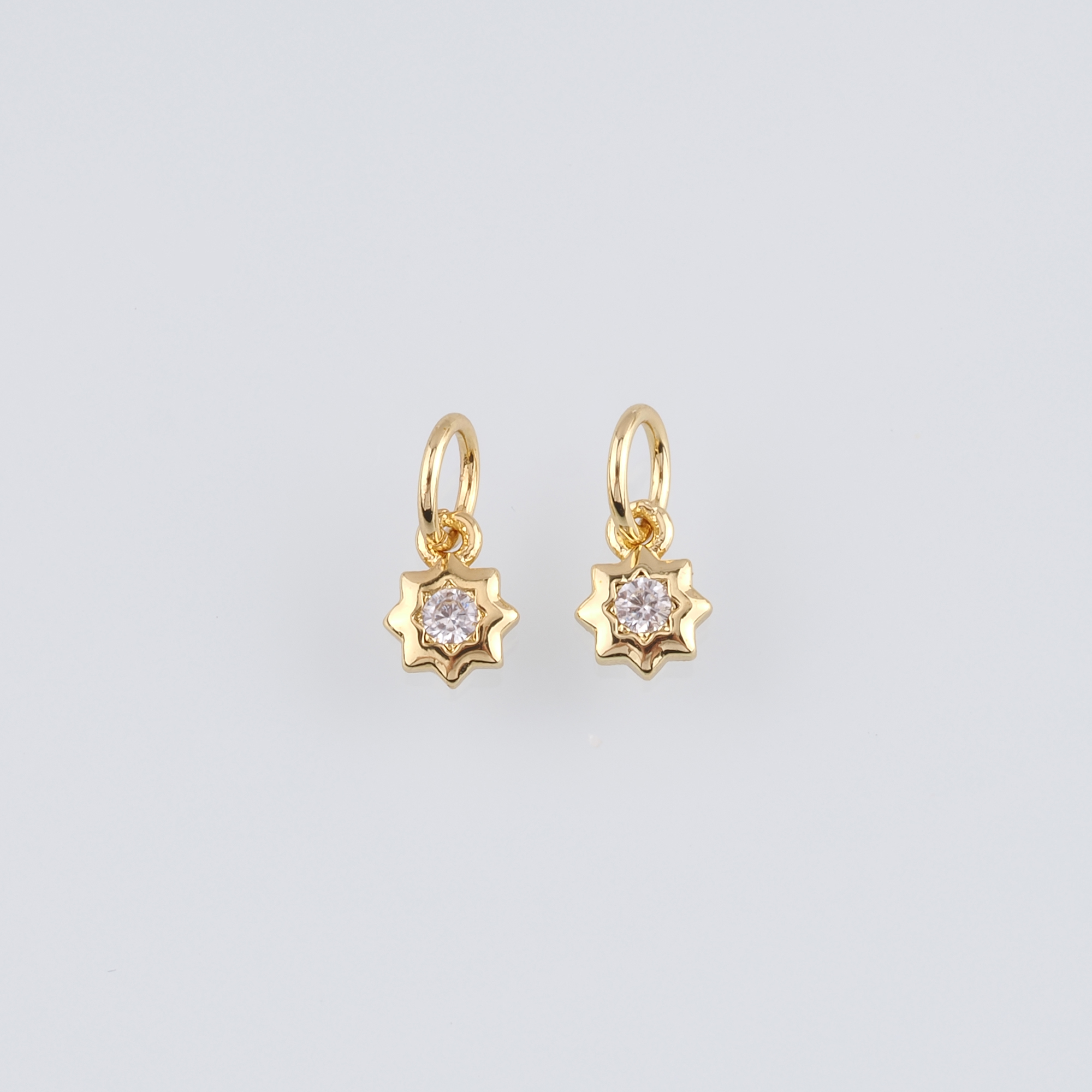 18K Gold Filled Tiny Sun Pendant,CZ Micro Pave Sun Charm Earrings Necklace for DIY Jewelry Making Supply