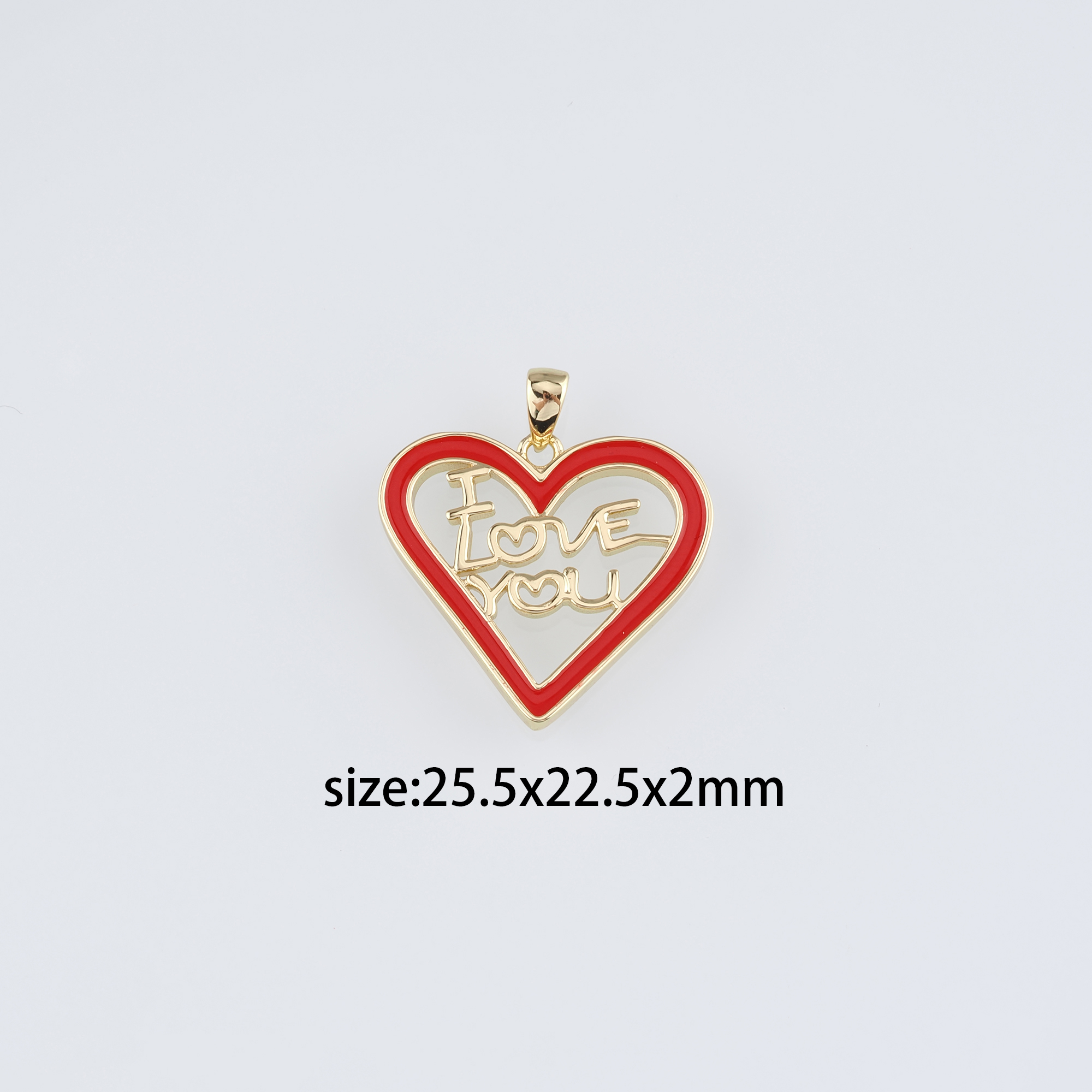 18K Gold Filled Heart Pendant,Enamel Love Heart Charm Earrings Necklace for DIY Jewelry Making Supply