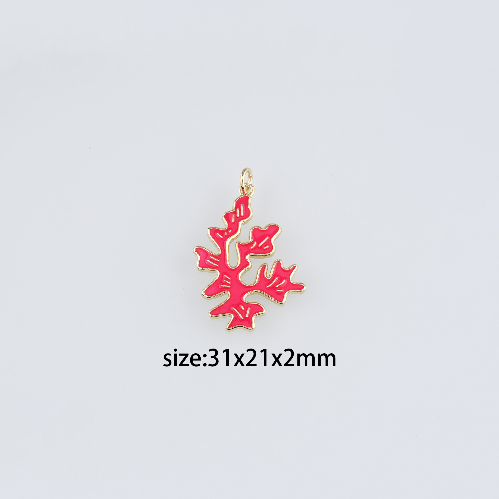 18K Gold Filled Coral Pendant,Enamel Coral Charm Earrings Necklace for DIY Jewelry Making Supply
