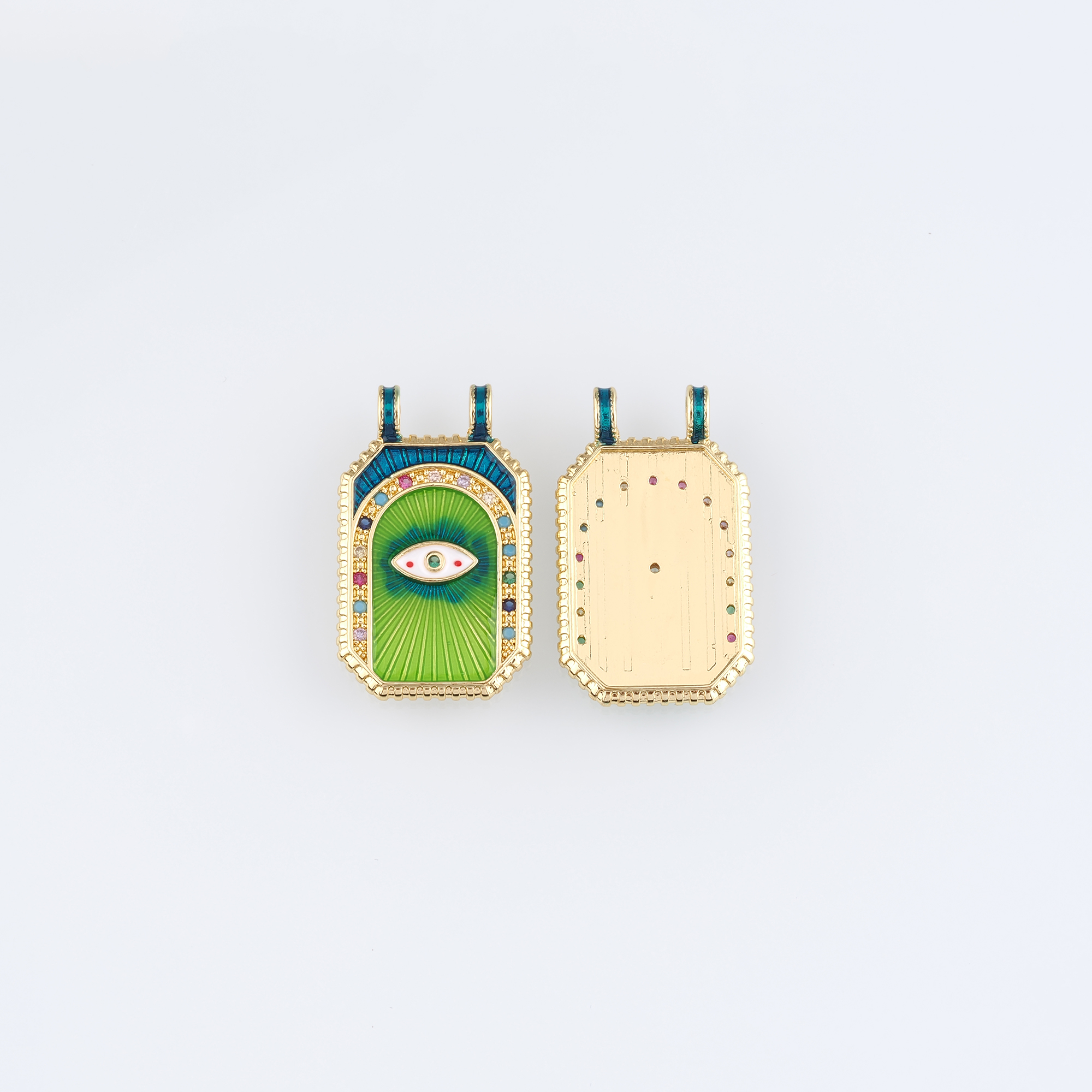 18K Gold Filled Evil Eye Pendant,Enamel Evil Eye Charm Earrings Necklace for DIY Jewelry Making Supply