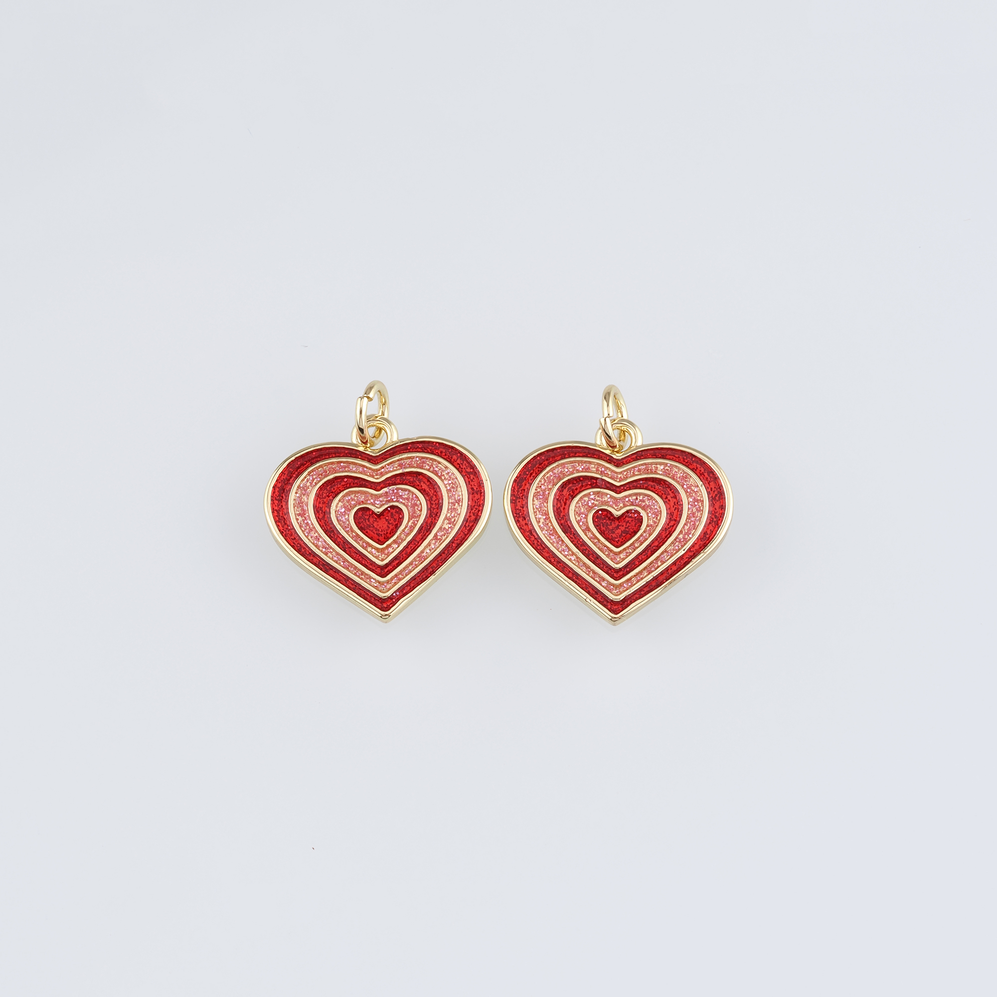 18K Gold Filled Heart Pendant,Enamel Heart Charm Earrings Necklace for DIY Jewelry Making Supply