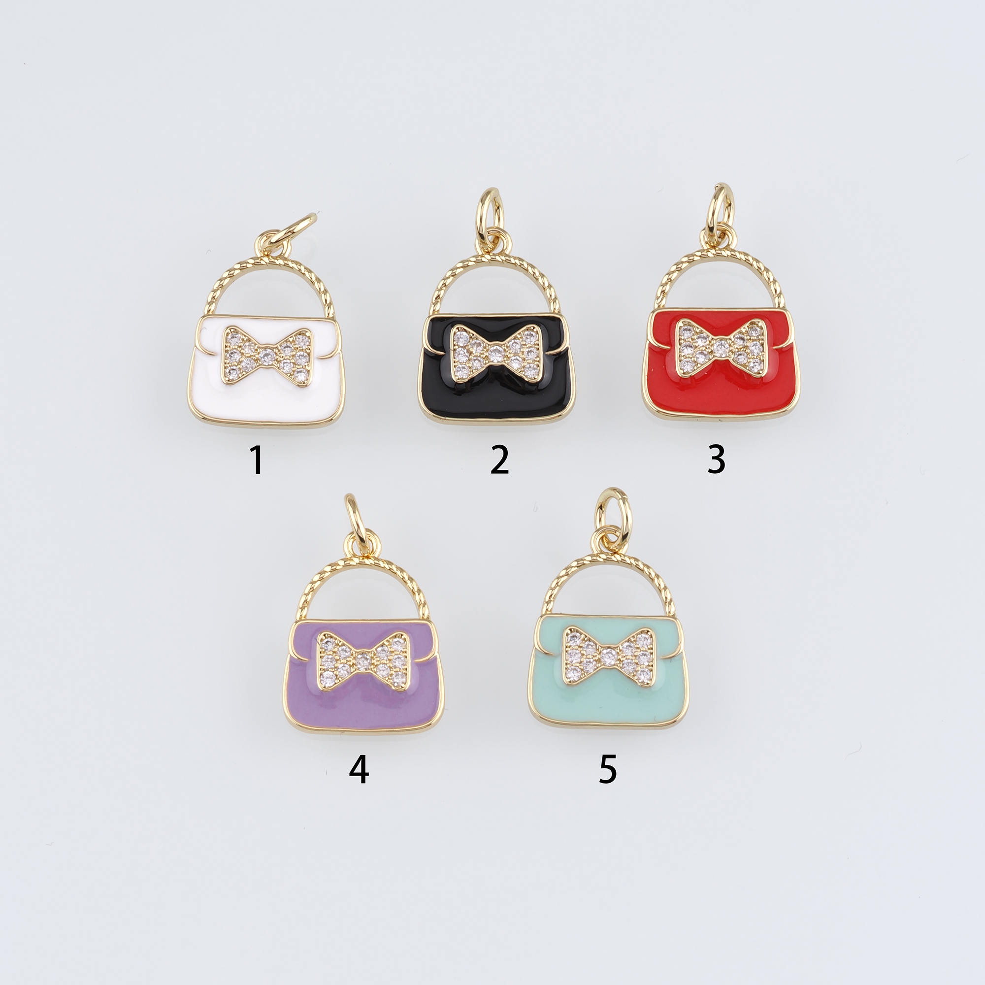 18K Gold Filled Handbag Pendant,Enamel Handbag Charm Earrings Necklace for DIY Jewelry Making Supply