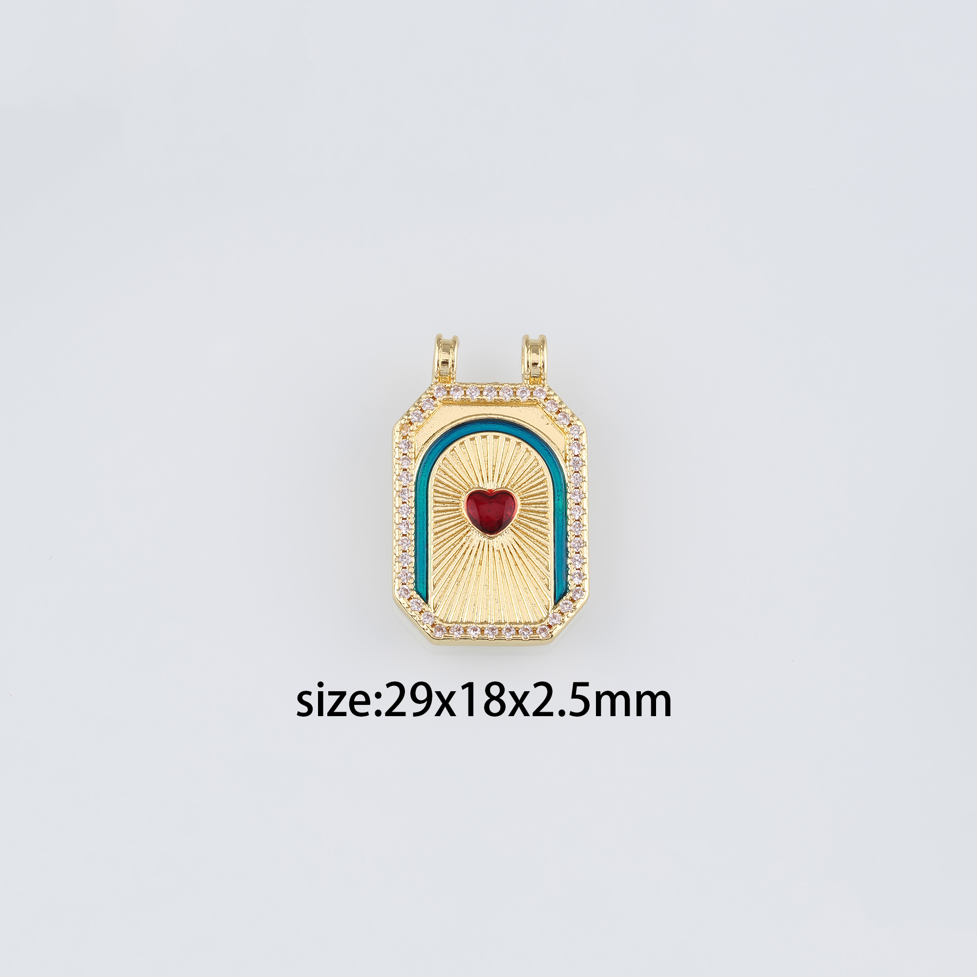 18K Gold Filled Heart Pendant,CZ Micro Pave Heart Charm Earrings Necklace for DIY Jewelry Making Supply