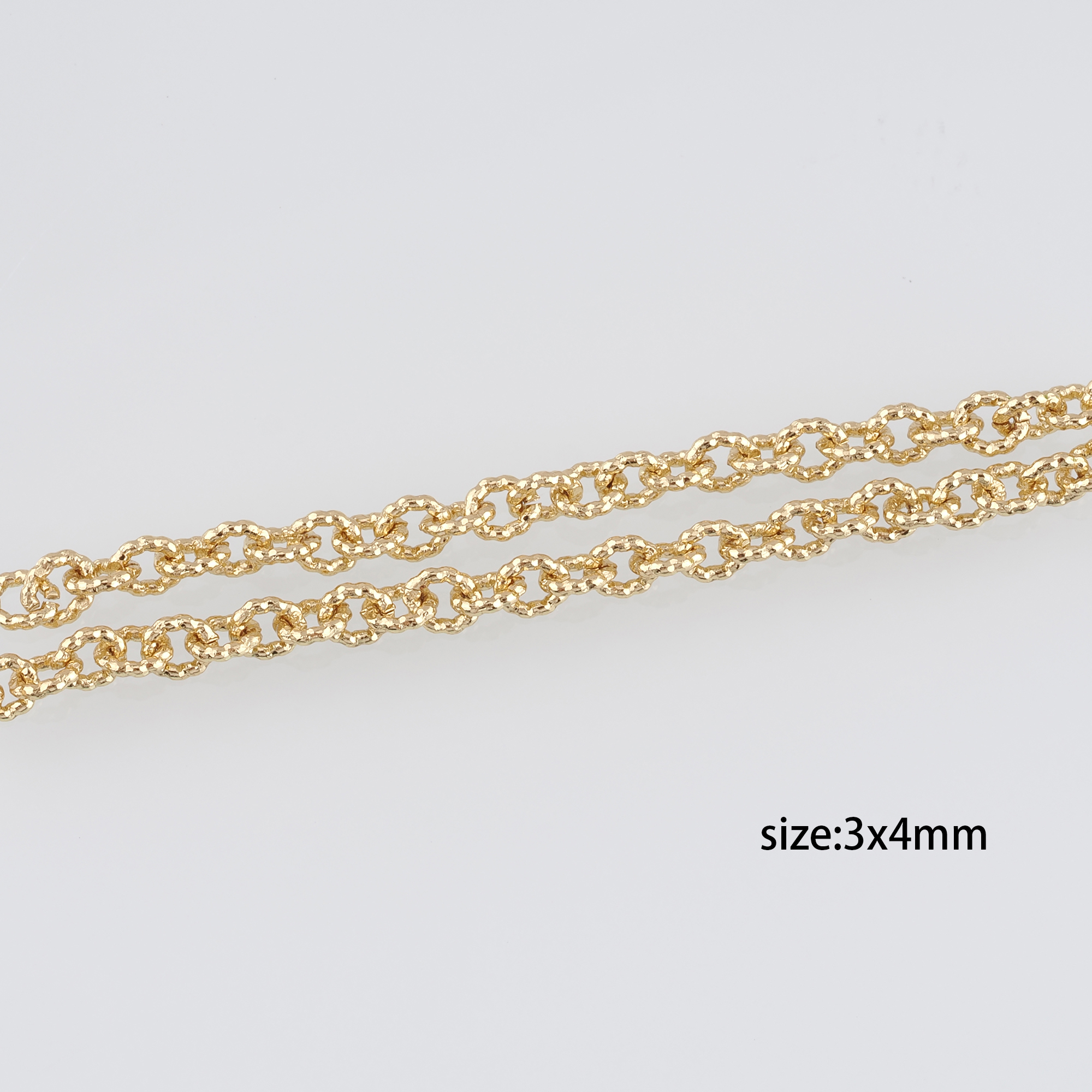 18K Gold Filled Oval Chain Necklace,Dainty Thin Link Chain,Gold Texture Chain Necklace for Women DIY Jewelry Making Supply