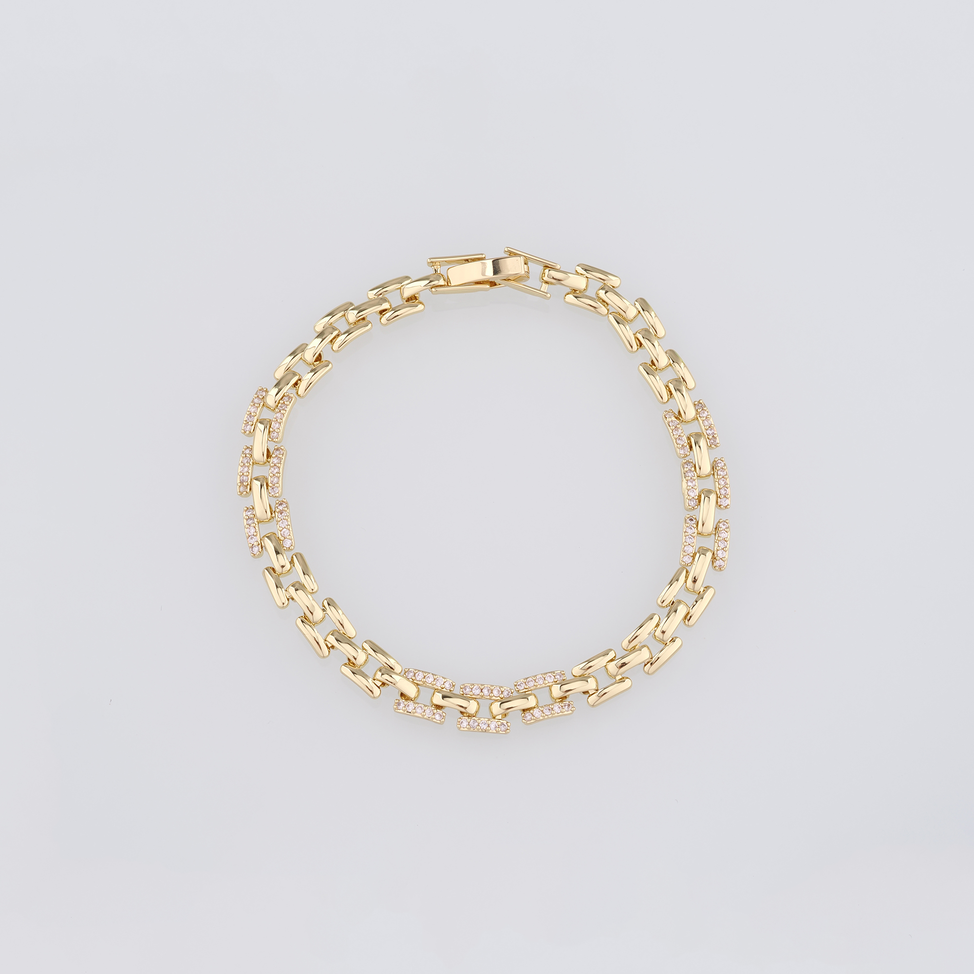 18K Gold Filled Mesh Link Chain Bracelet,Gold Chain Bracelet,CZ Chain Bracelet,Gift for Her