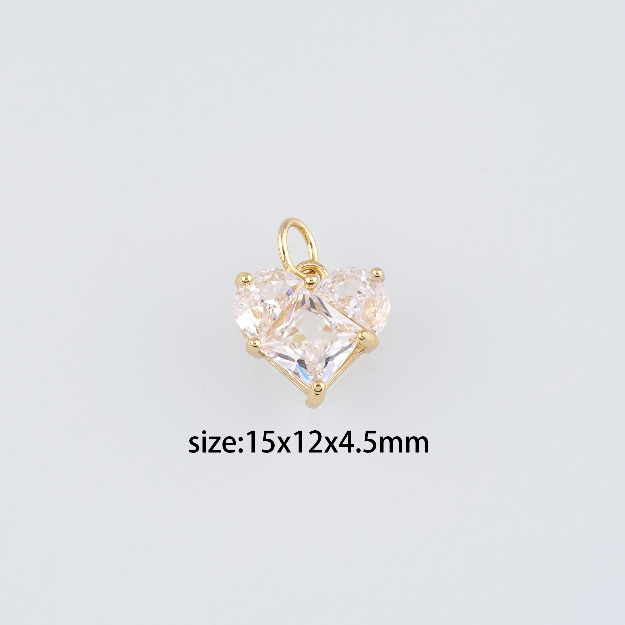 18K Gold Filled Heart Pendant,CZ Micro Pave Heart Charm Earrings Necklace for DIY Jewelry Making Supply