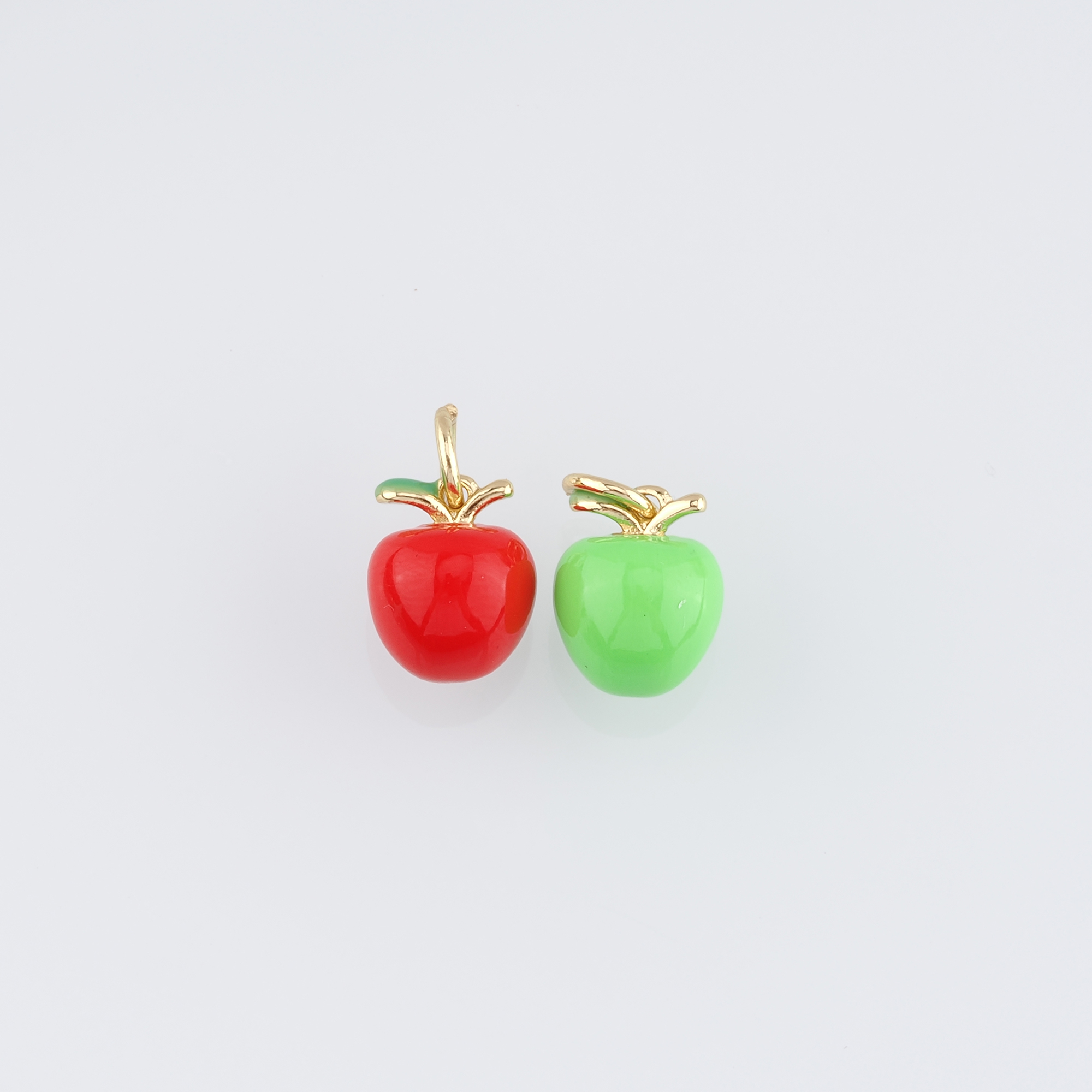 18K Gold Filled Apple Pendant,Fruit Charm,Enamel Apple Earrings Necklace for DIY Jewelry Making Supply