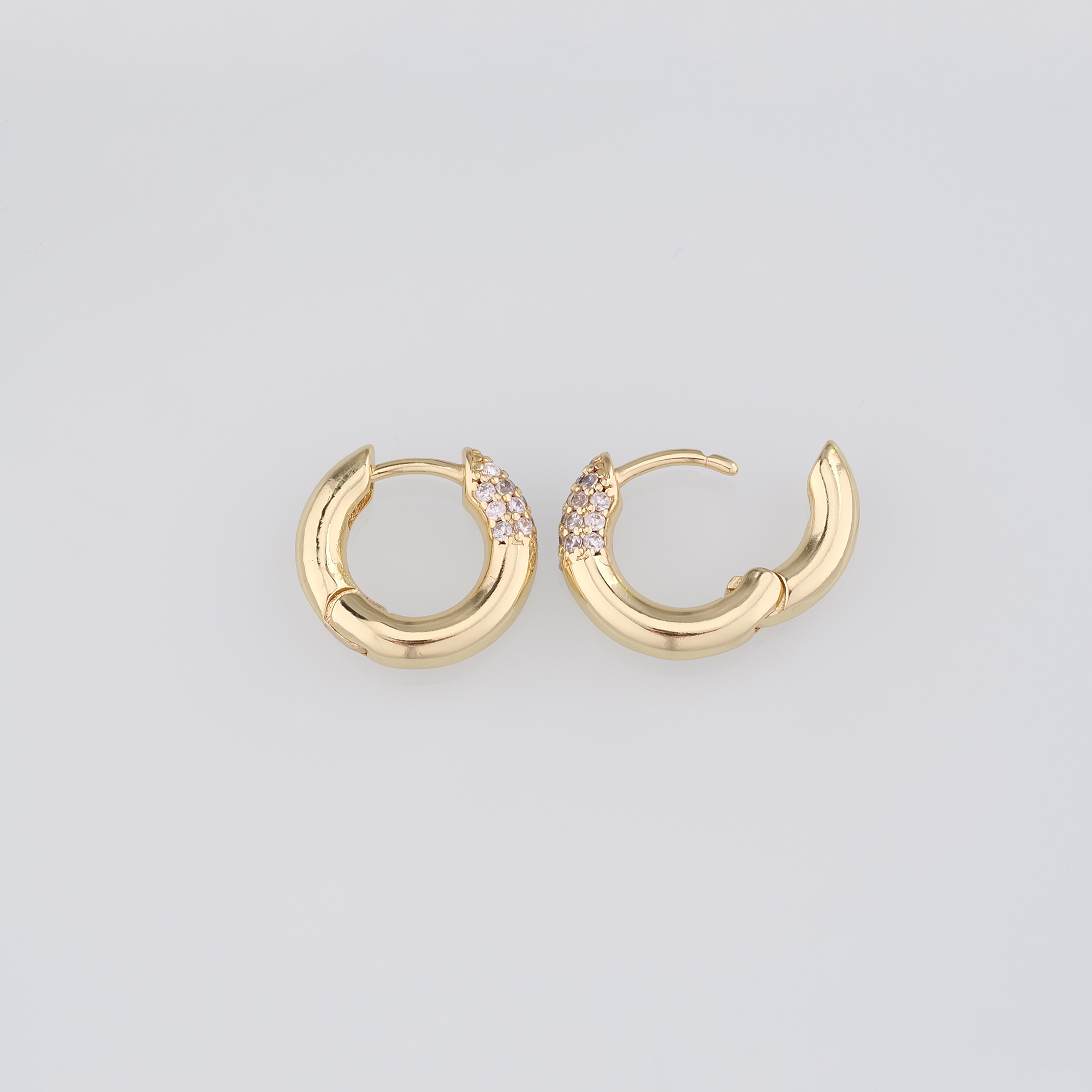 18K Gold Filled Thick Hoops Earrings,CZ Hoops,Round Earrings,Gold Huggies Hoop Earrings,Minimalist Earrings