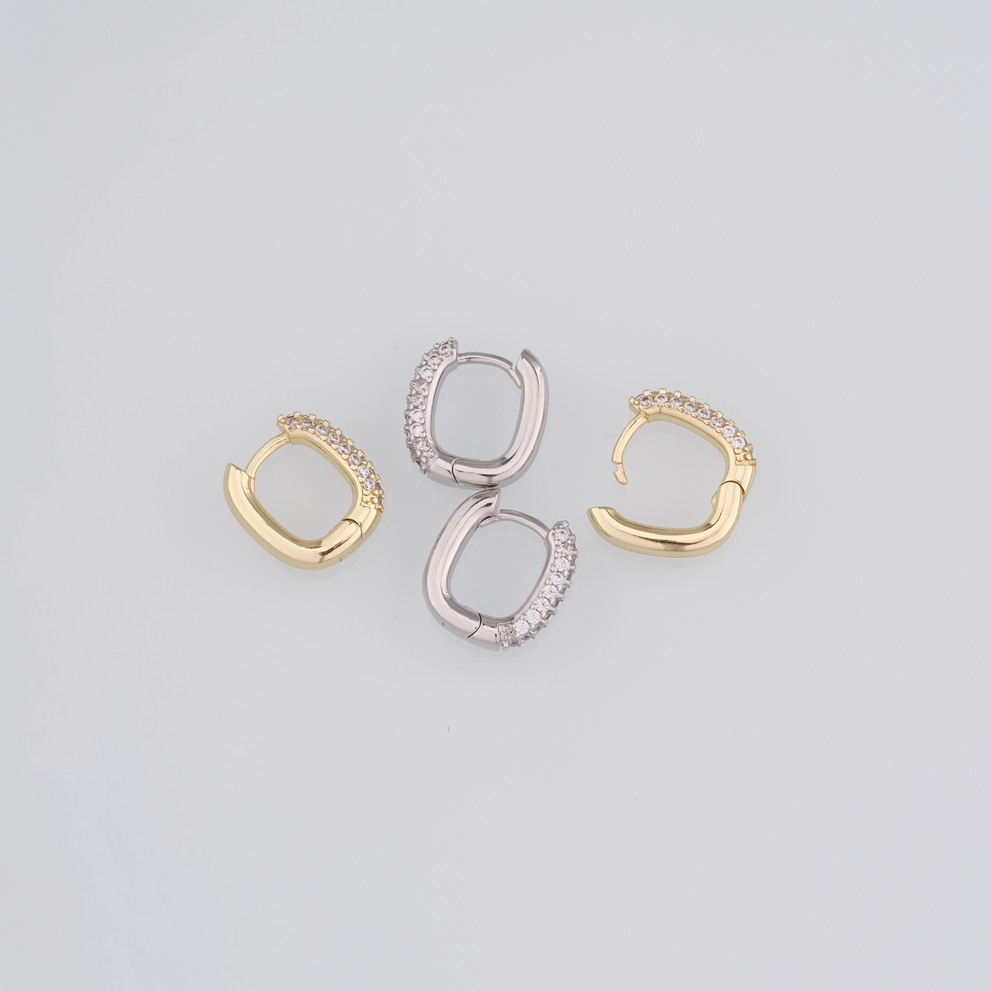 18K Gold Filled Rectangle Hoop Earring,Minimalist Earrings,CZ Hoop Earrings,Huggie Earrings,Gift for Her