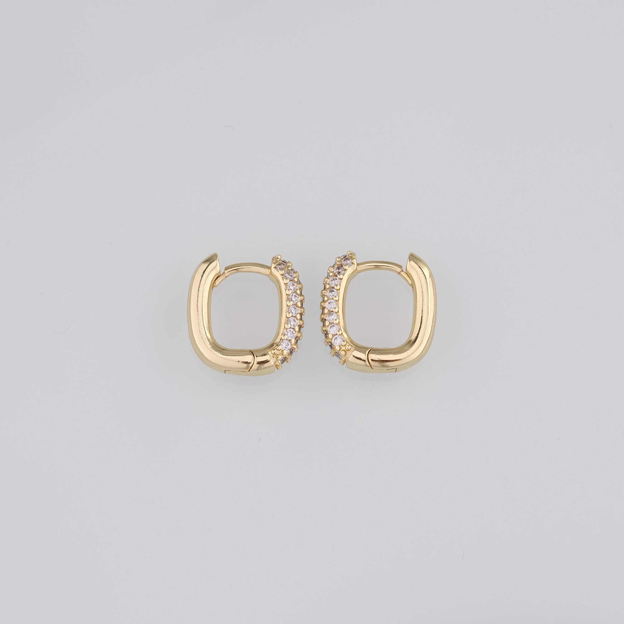 18K Gold Filled Rectangle Hoop Earring,Minimalist Earrings,CZ Hoop Earrings,Huggie Earrings,Gift for Her
