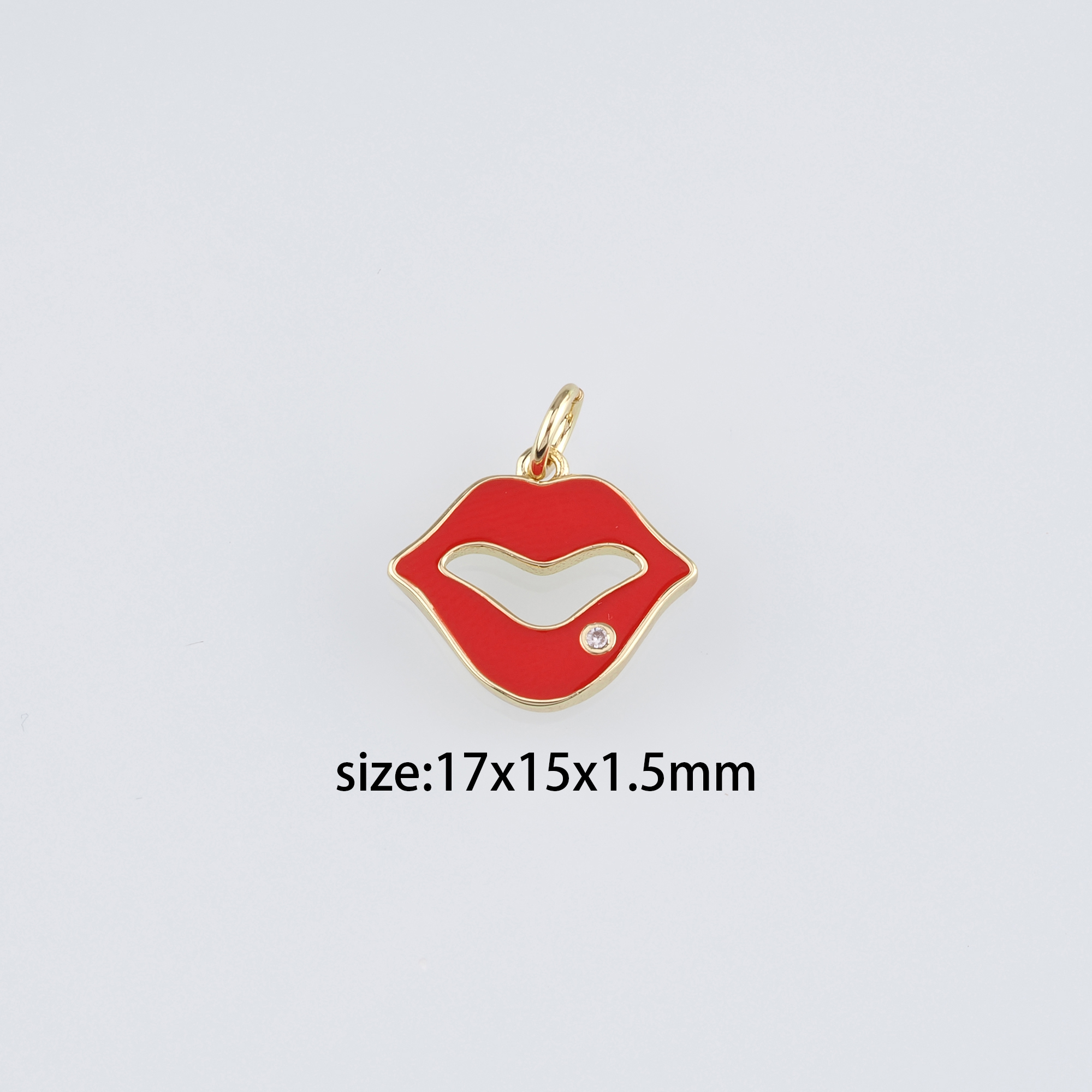 18K Gold Filled Lip Pendant,Enamel Lip Charm Earrings Necklace for DIY Jewelry Making Supply