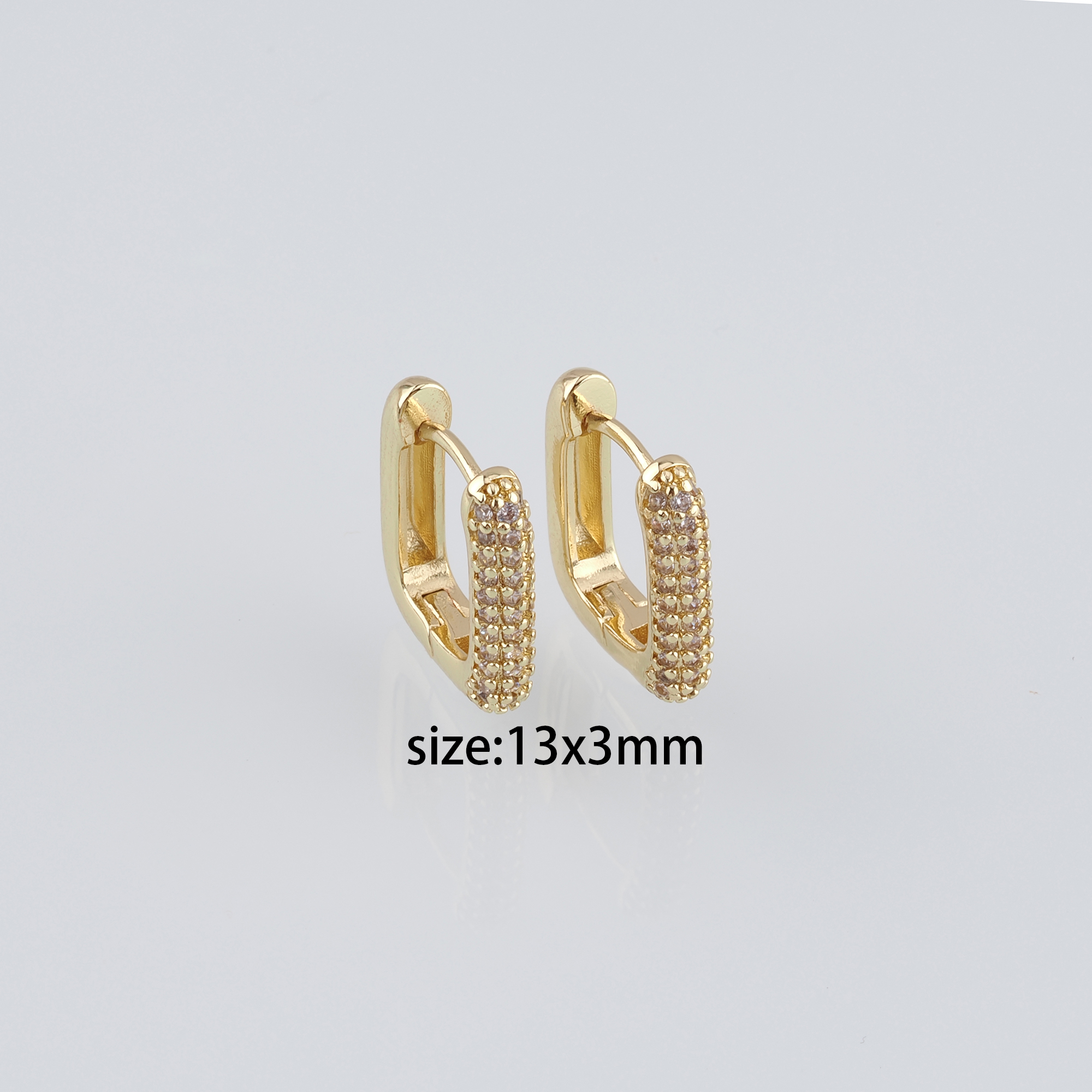 18K Gold Filled Rectangle Hoop Earring,Minimalist Earrings,CZ Hoop Earrings,Huggie Earrings,Gift for Her