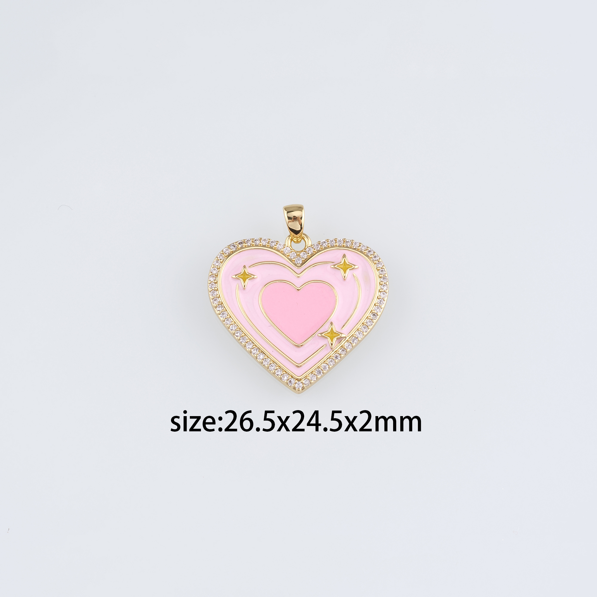 18K Gold Filled Heart Pendant,Enamel Heart Charm Earrings Necklace for DIY Jewelry Making Supply