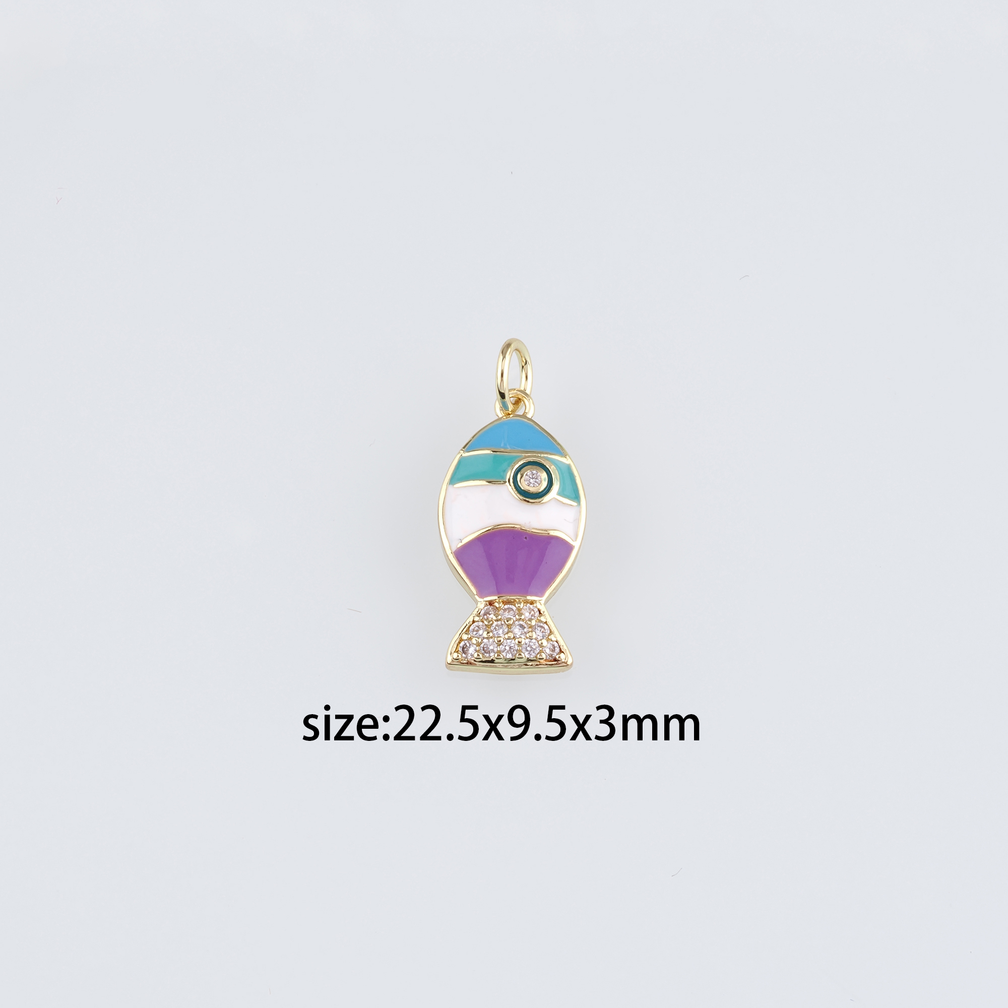 18K Gold Filled Fish Pendant,Enamel Fish Charm Earrings Necklace for DIY Jewelry Making Supply