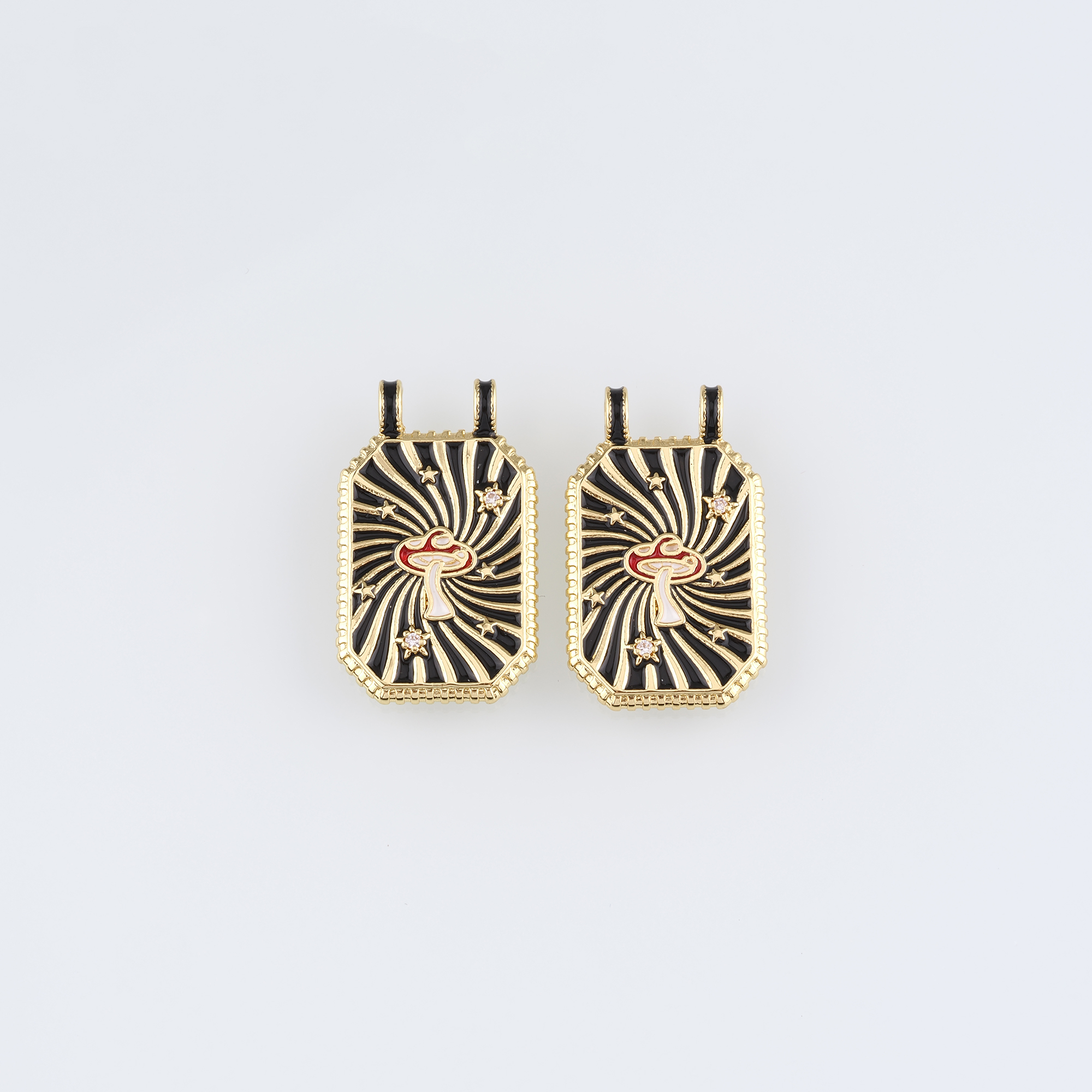 18K Gold Filled Mushroom Pendant,Enamel Mushroom Charm Earrings Necklace for DIY Jewelry Making Supply