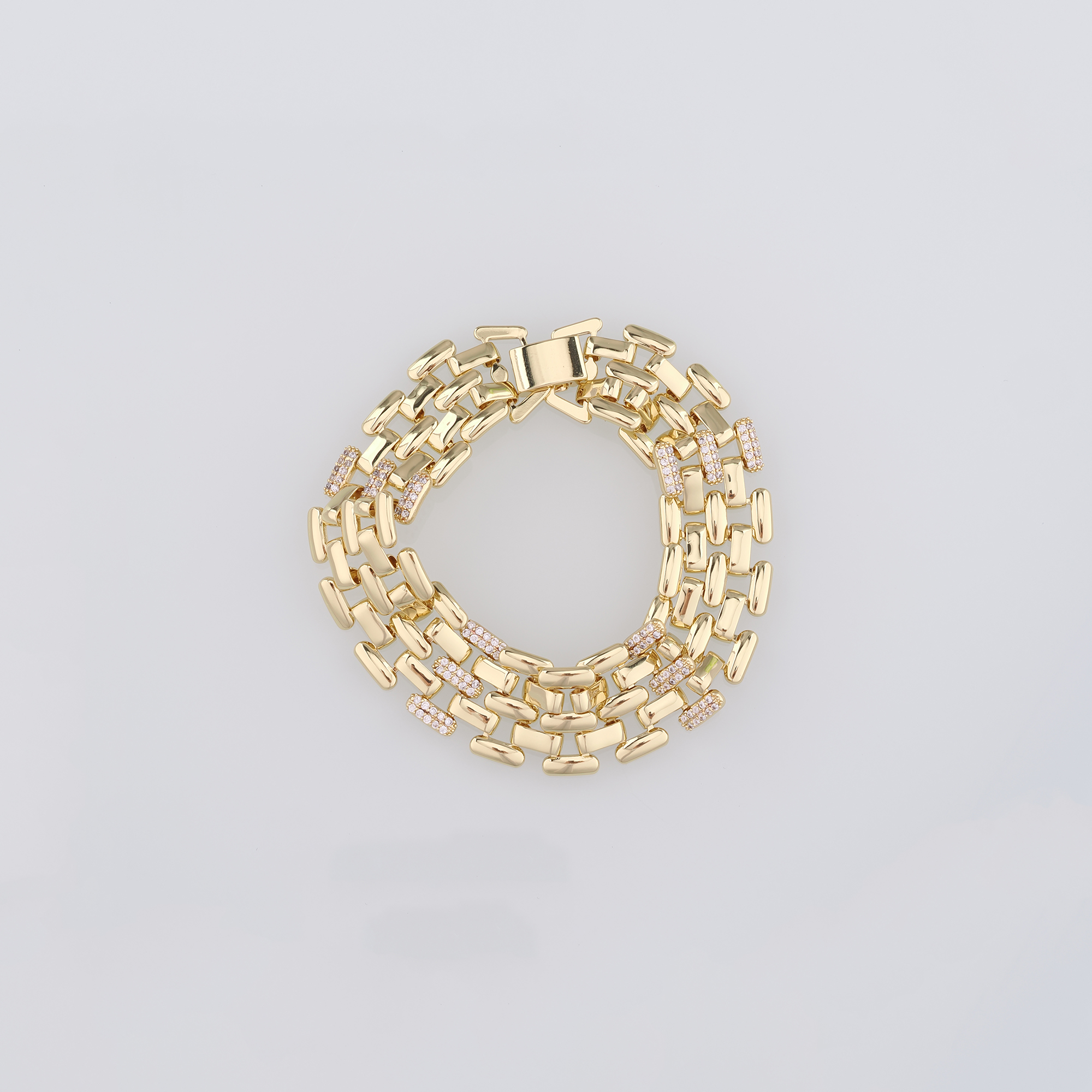 18K Gold Filled Mesh Link Chain Bracelet,Gold Chain Bracelet,CZ Chain Bracelet,Gift for Her