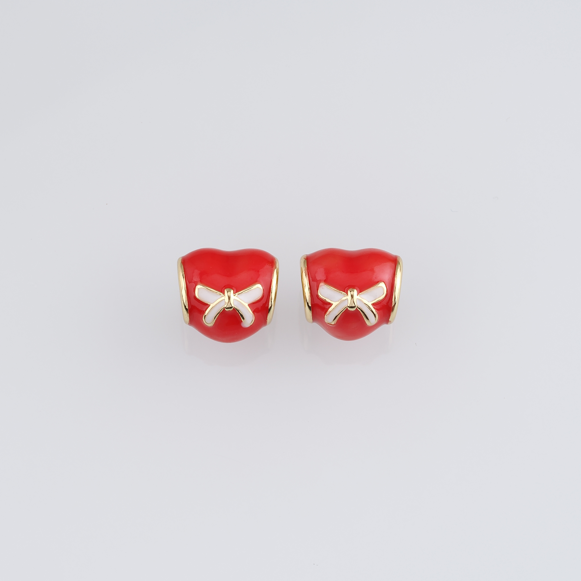 18K Gold Filled Bow Spacer Bead,Enamel Bow Beads,DIY Jewelry Making Supply