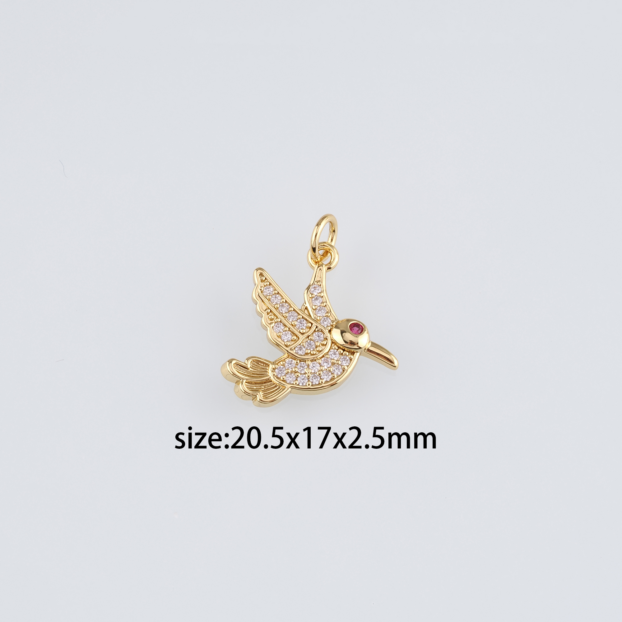 18K Gold Filled Bird Pendant,CZ Micro Pave Bird Charm Earrings Necklace for DIY Jewelry Making Supply