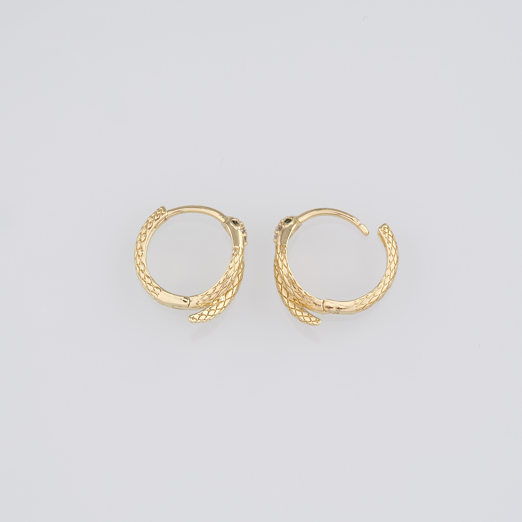 18K Gold Filled Snake Earrings,CZ Hoops,Dainty Snake Hoops,Minimalist Earrings,Gold Hoops