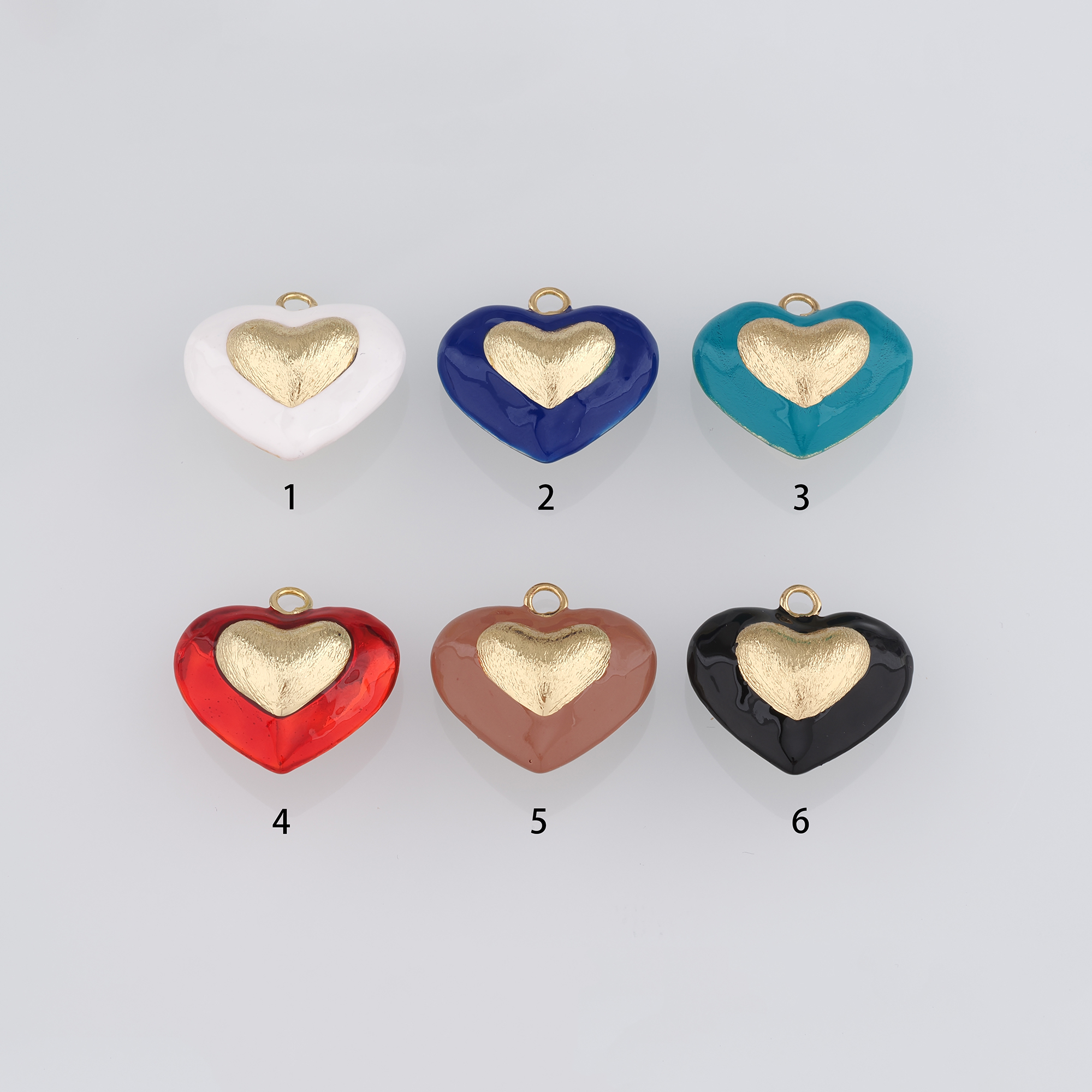 18K Gold Filled Heart Pendant,Enamel Heart Charm Earrings Necklace for DIY Jewelry Making Supply