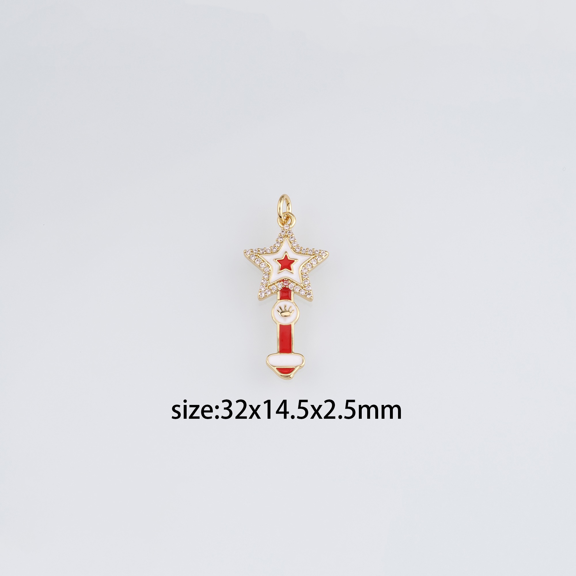 18K Gold Filled Star Pendant,Enamel Magic Wand Charm Earrings Necklace for DIY Jewelry Making Supply